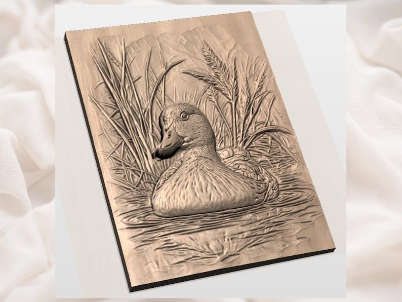 Mallard Duck Resting in the Reeds Bas-Relief STL bas-relief STL — view 2