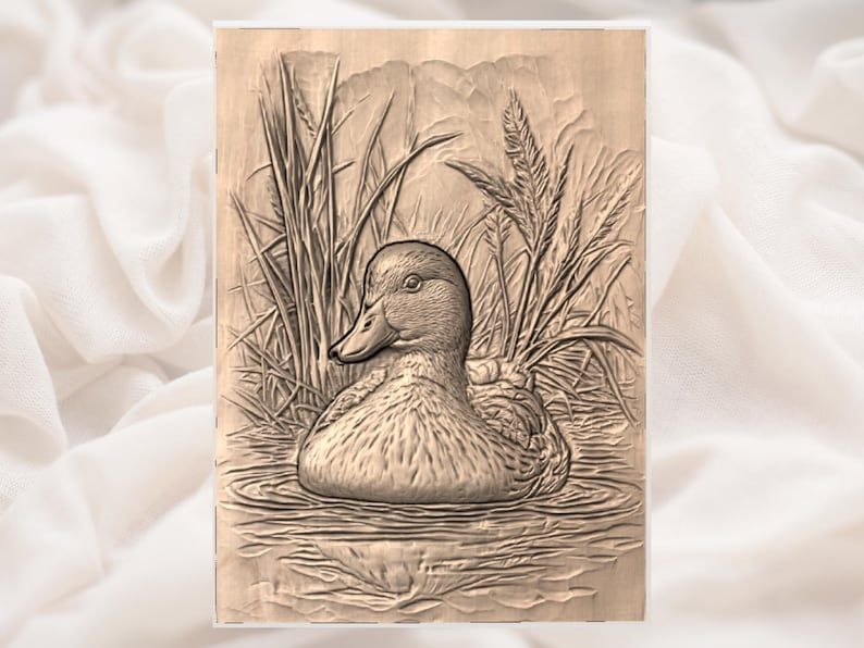 Mallard Duck Resting in the Reeds Bas-Relief STL bas-relief STL — view 3