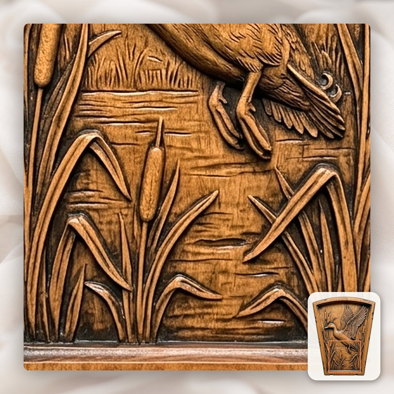 Mallard Duck Flight Marsh Arch Keystone CNC Relief STL bas-relief STL — view 11