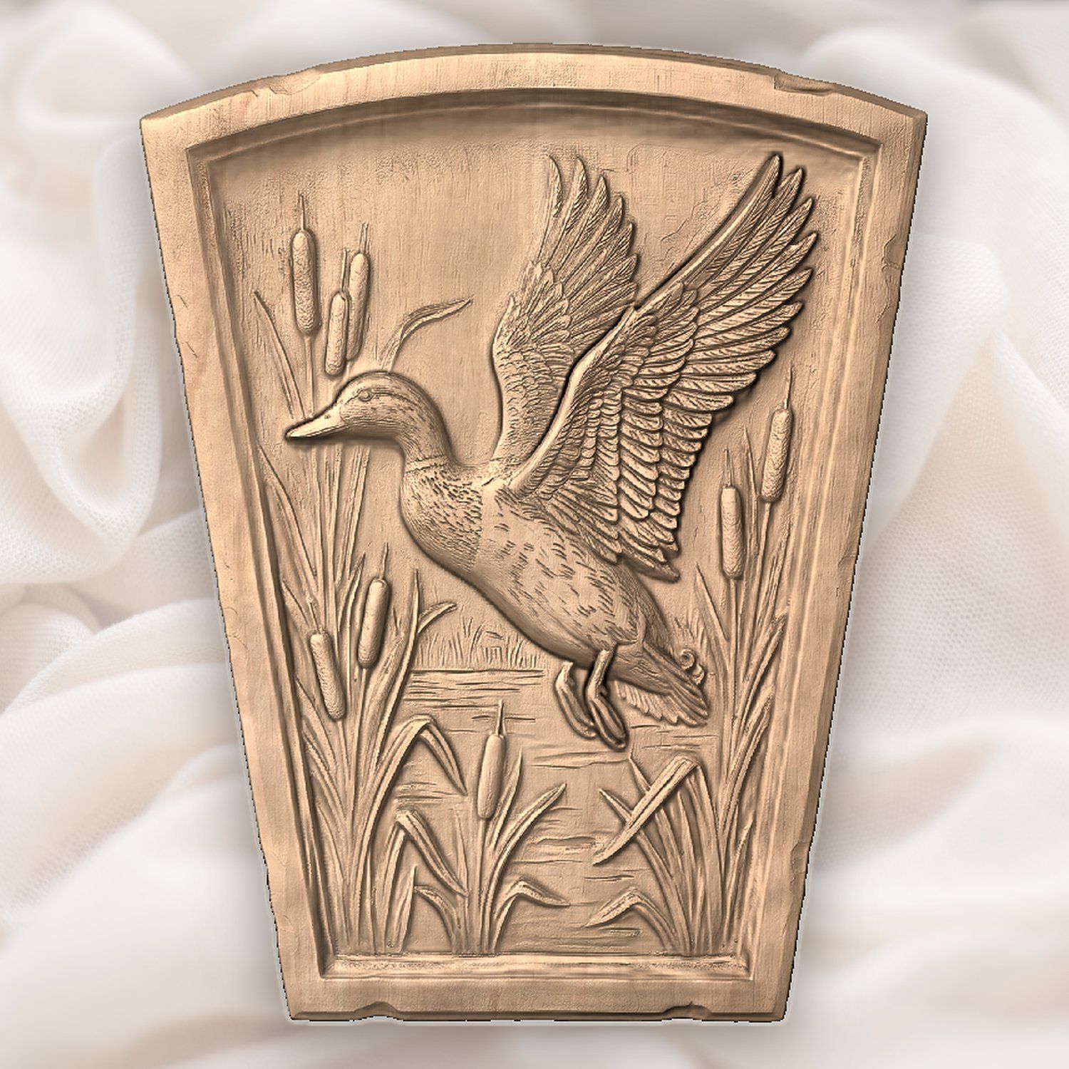 Mallard Duck Flight Marsh Arch Keystone CNC Relief STL bas-relief STL — view 4