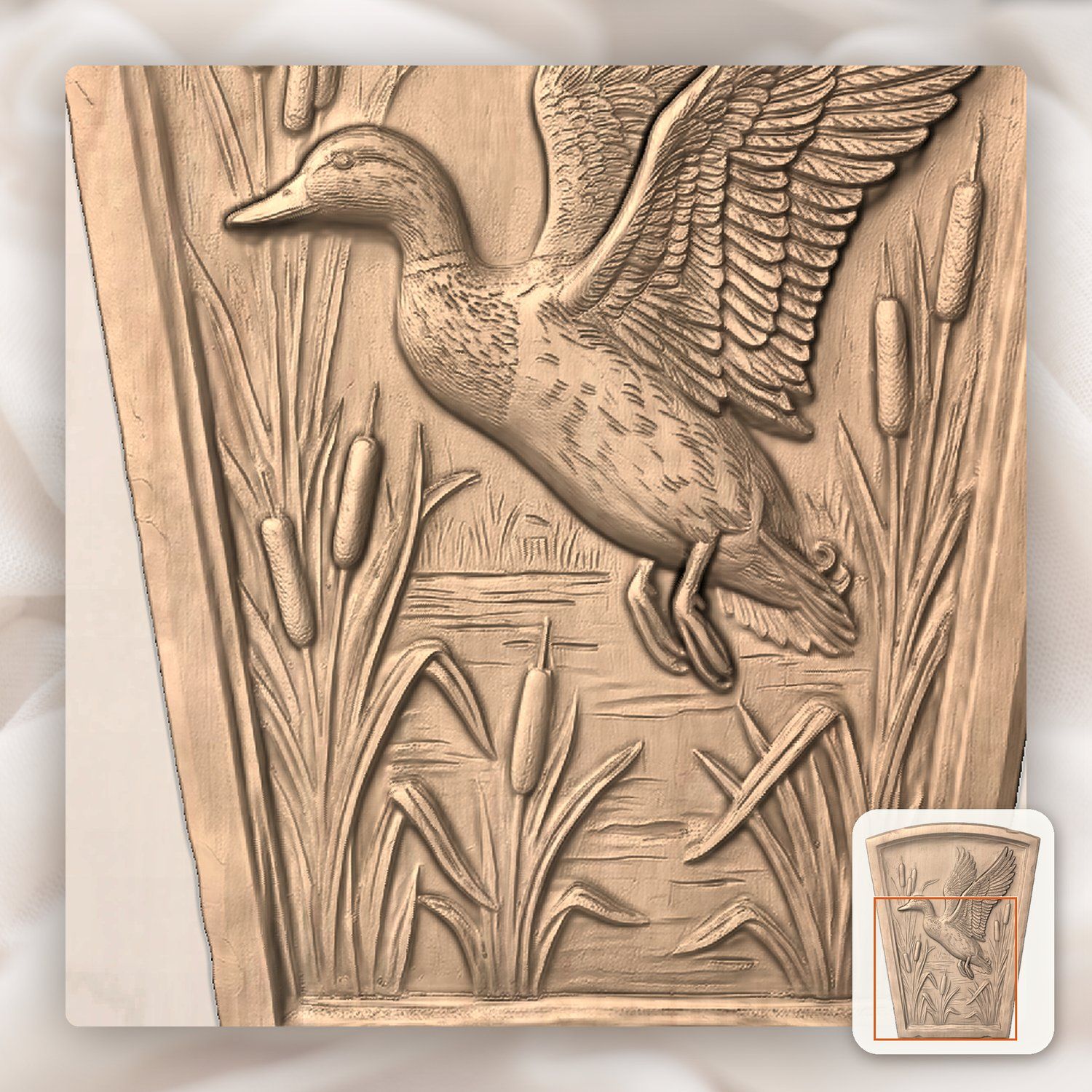Mallard Duck Flight Marsh Arch Keystone CNC Relief STL bas-relief STL — view 7