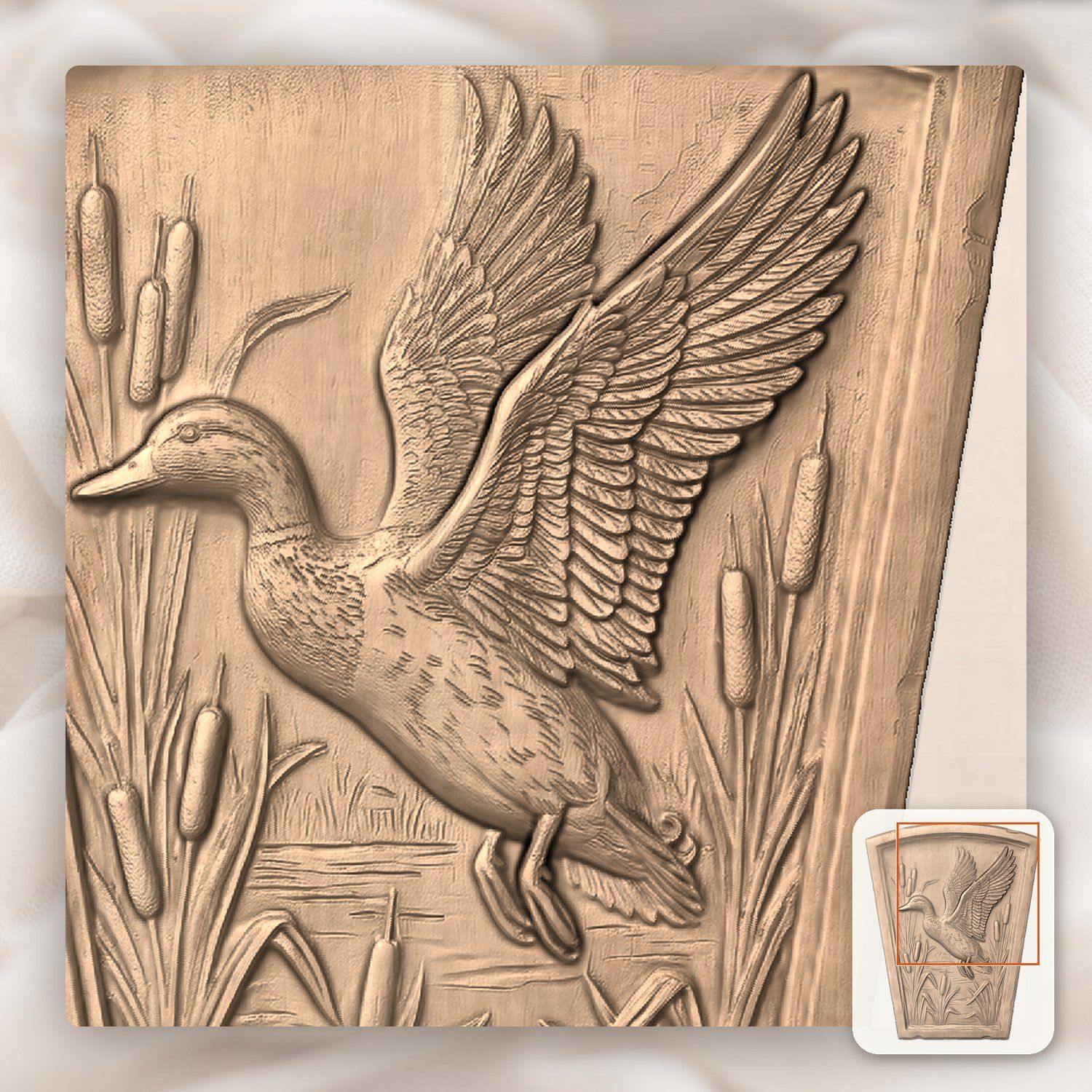 Mallard Duck Flight Marsh Arch Keystone CNC Relief STL bas-relief STL — view 8