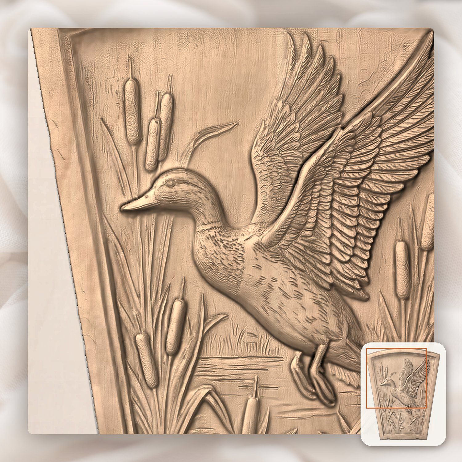 Mallard Duck Flight Marsh Arch Keystone CNC Relief STL bas-relief STL — view 9