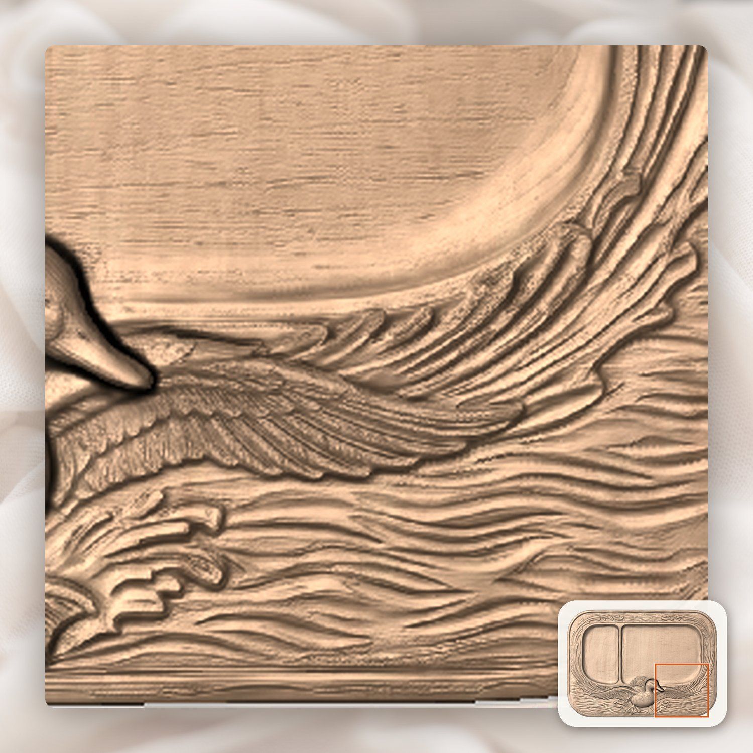 Valet Tray Mallard Duck Flight Over Water Scene CNC Relief STL bas-relief STL — view 8