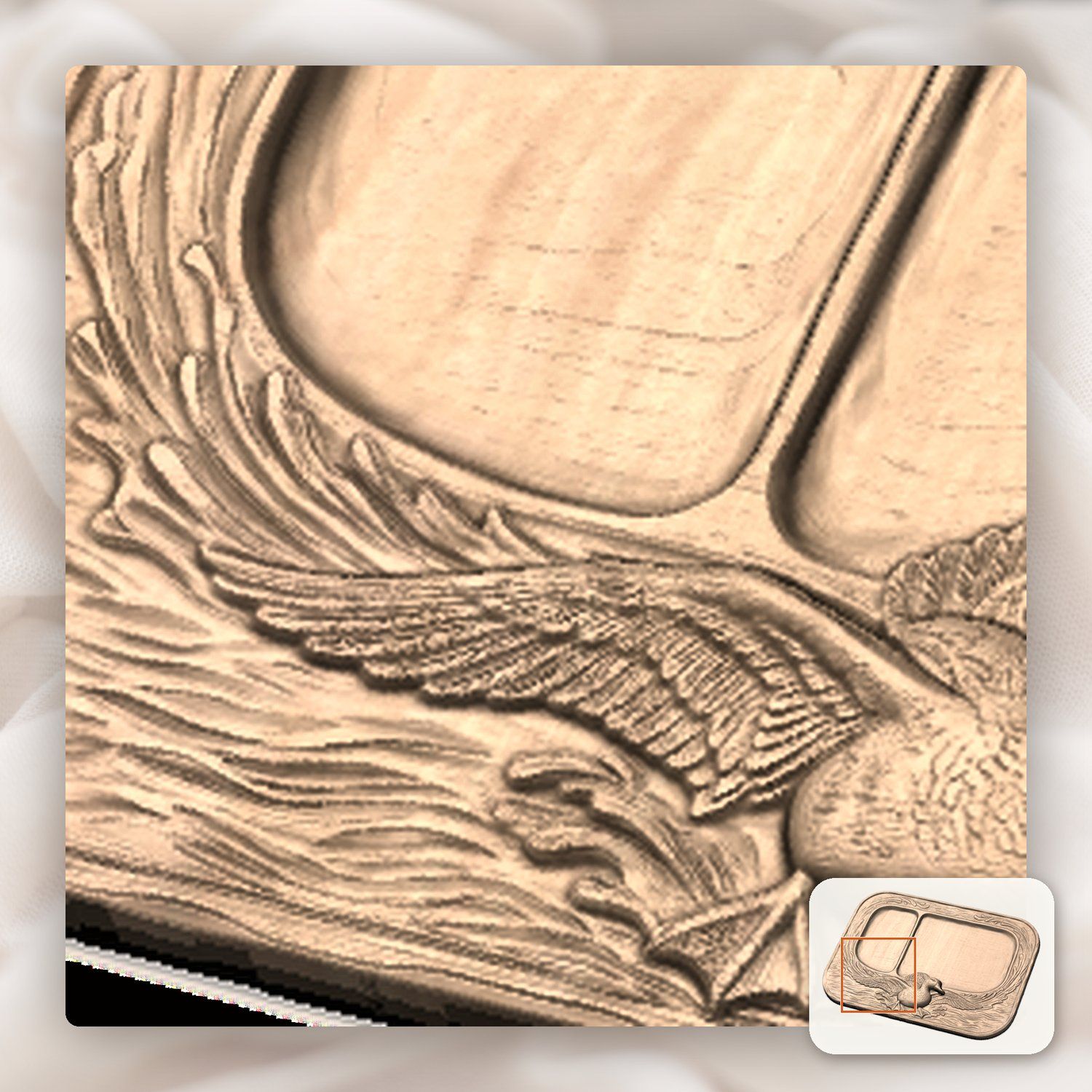 Valet Tray Mallard Duck Flight Over Water Scene CNC Relief STL bas-relief STL — view 9