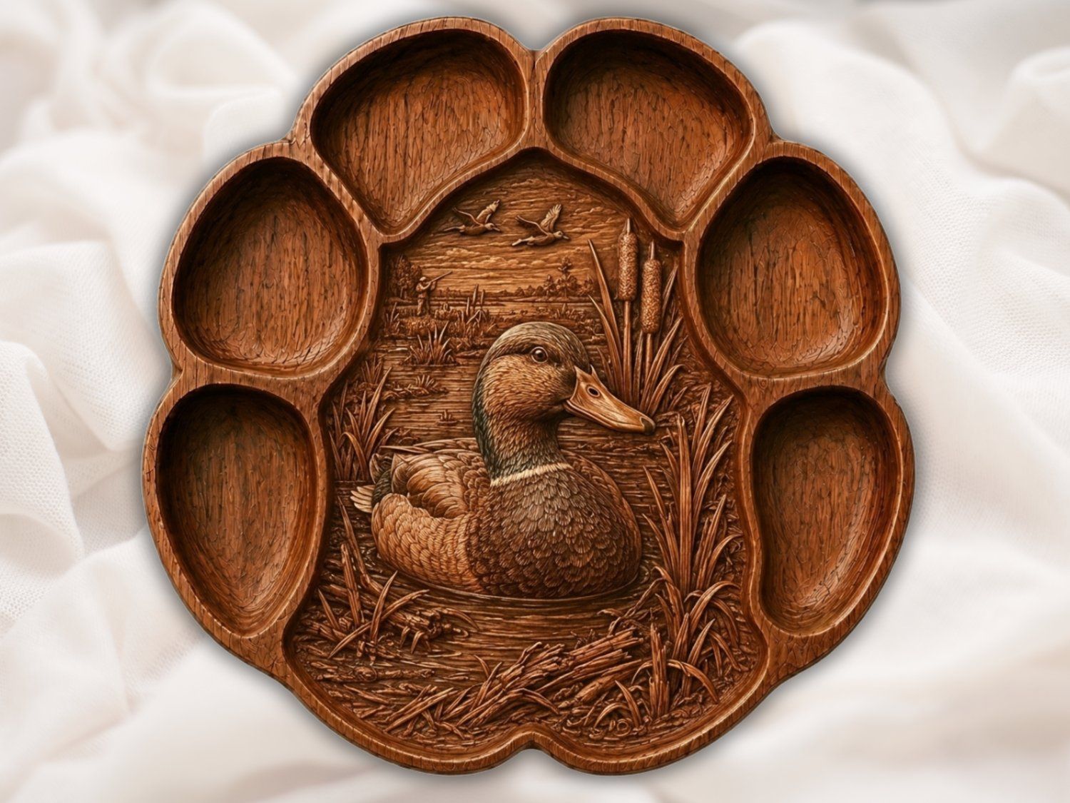 Mallard Duck Hunting Scene Paw Print CNC Relief STL bas-relief STL — view 10