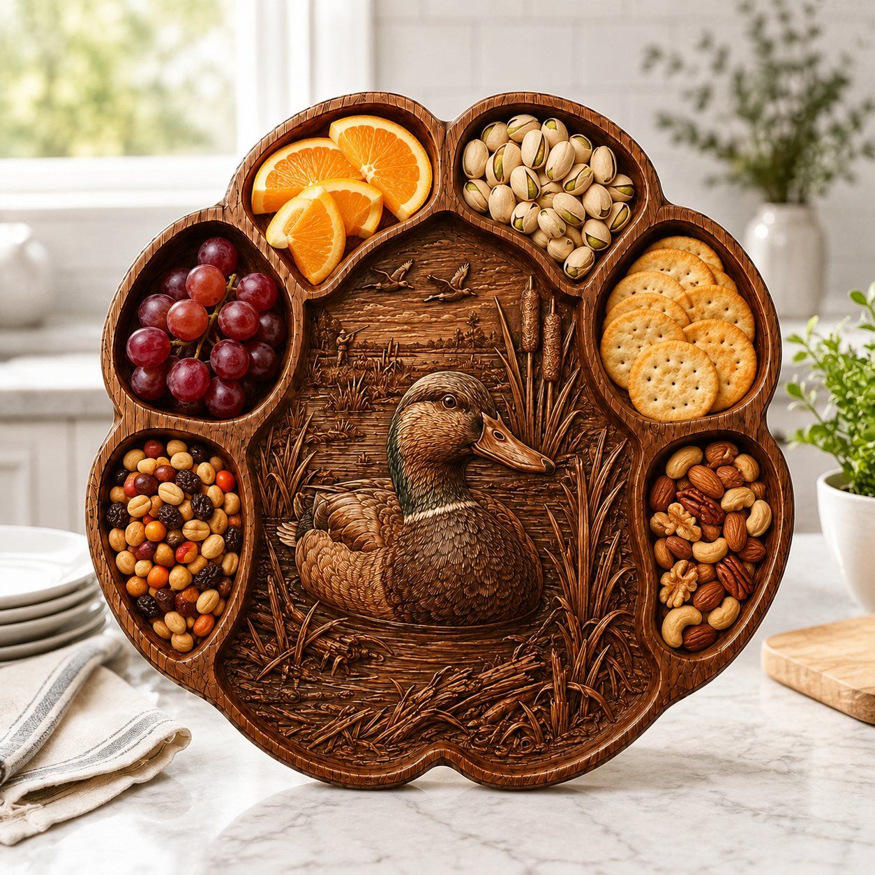 Mallard Duck Hunting Scene Paw Print CNC Relief STL bas-relief STL — view 4