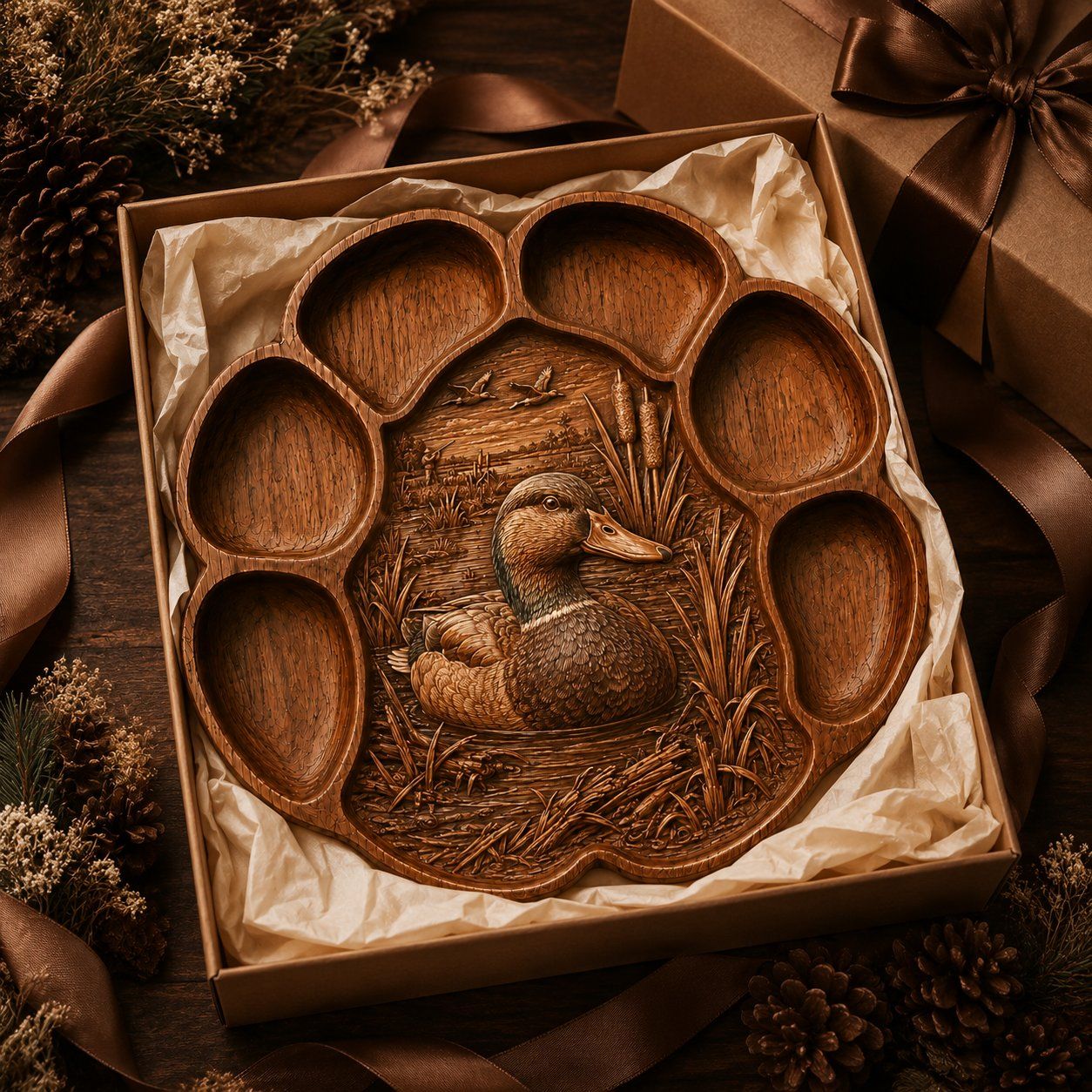 Mallard Duck Hunting Scene Paw Print CNC Relief STL bas-relief STL — view 5