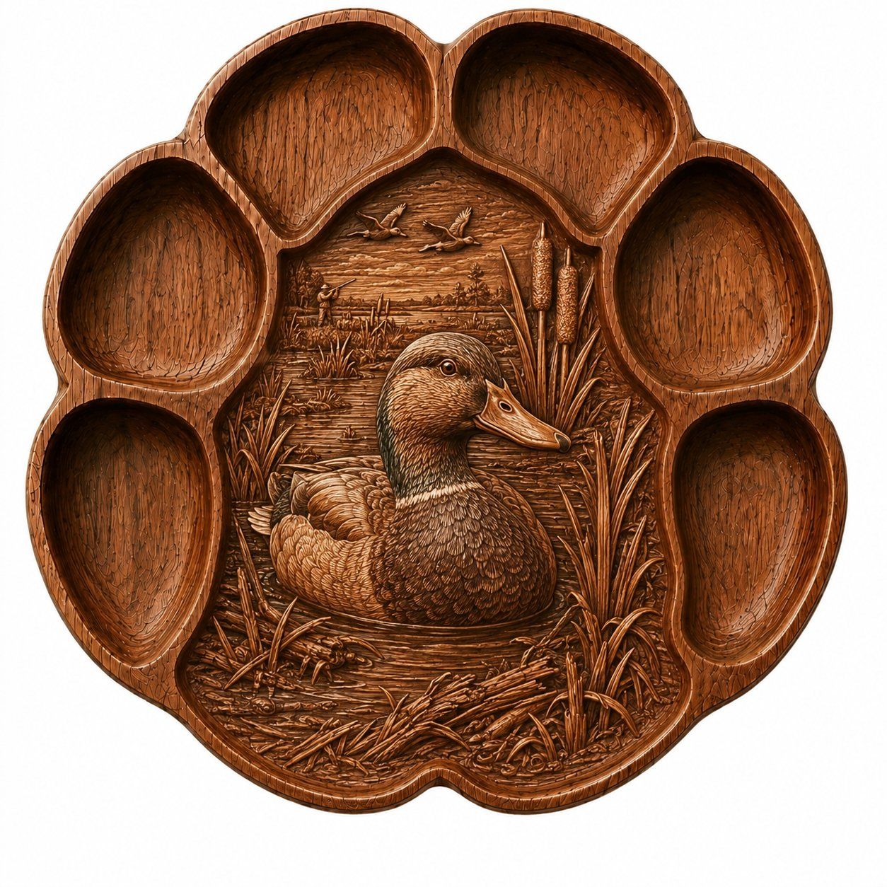 Mallard Duck Hunting Scene Paw Print CNC Relief STL bas-relief STL — view 9