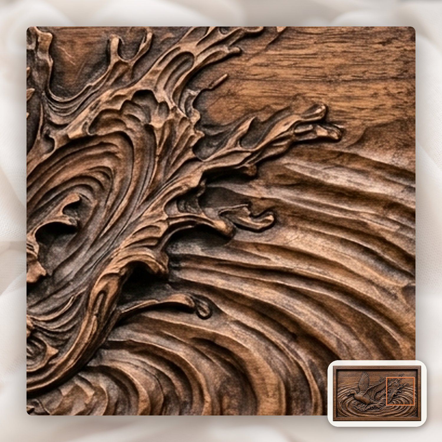 Mallard Duck landing Water CNC Relief STL bas-relief STL — view 12