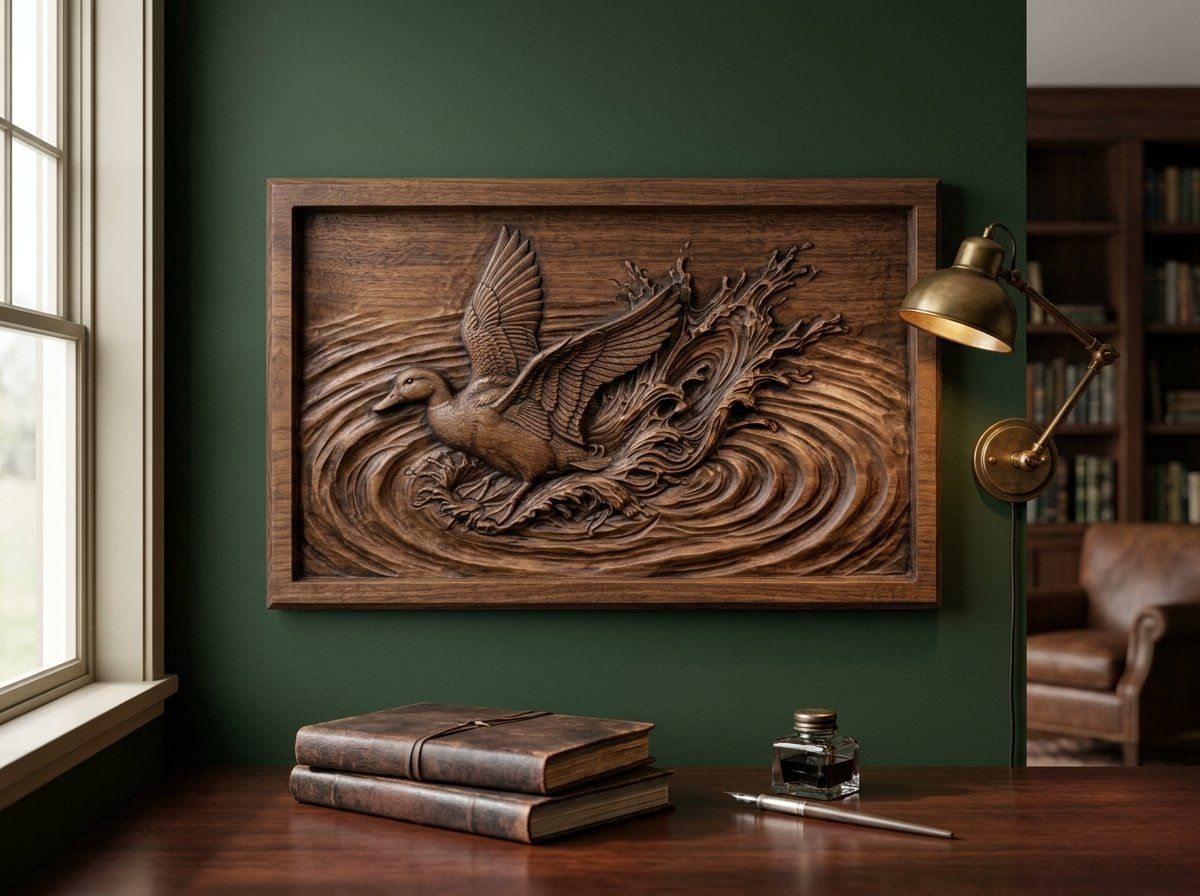 Mallard Duck landing Water CNC Relief STL bas-relief STL — view 13
