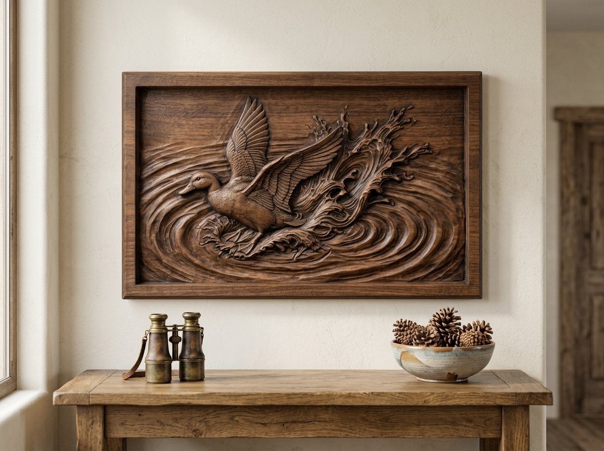 Mallard Duck landing Water CNC Relief STL bas-relief STL — view 14