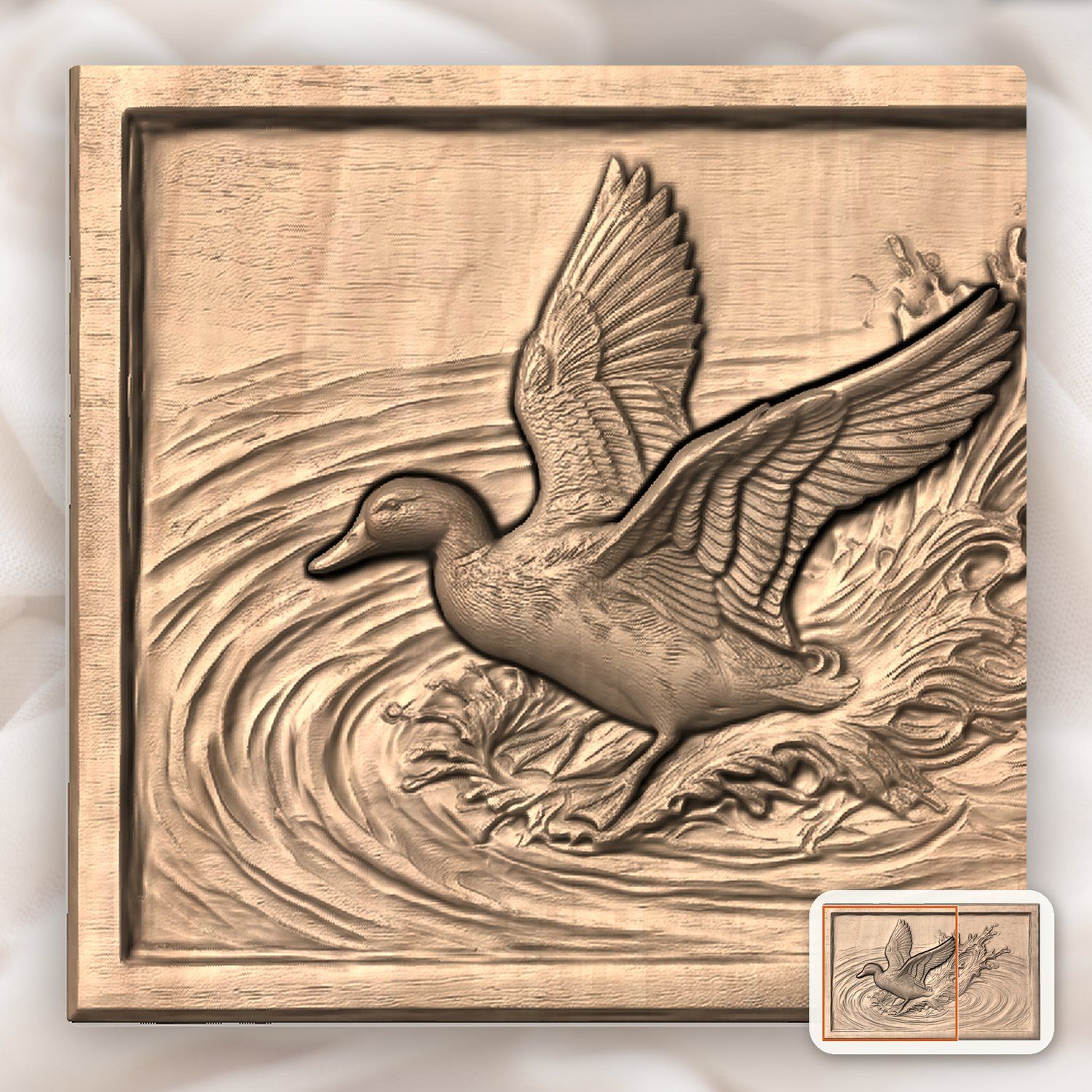 Mallard Duck landing Water CNC Relief STL bas-relief STL — view 8