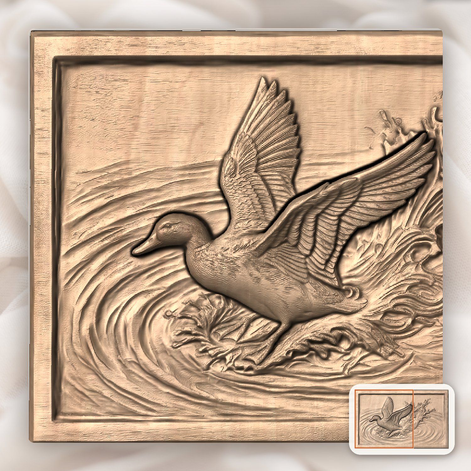 Mallard Duck landing Water CNC Relief STL bas-relief STL — view 10