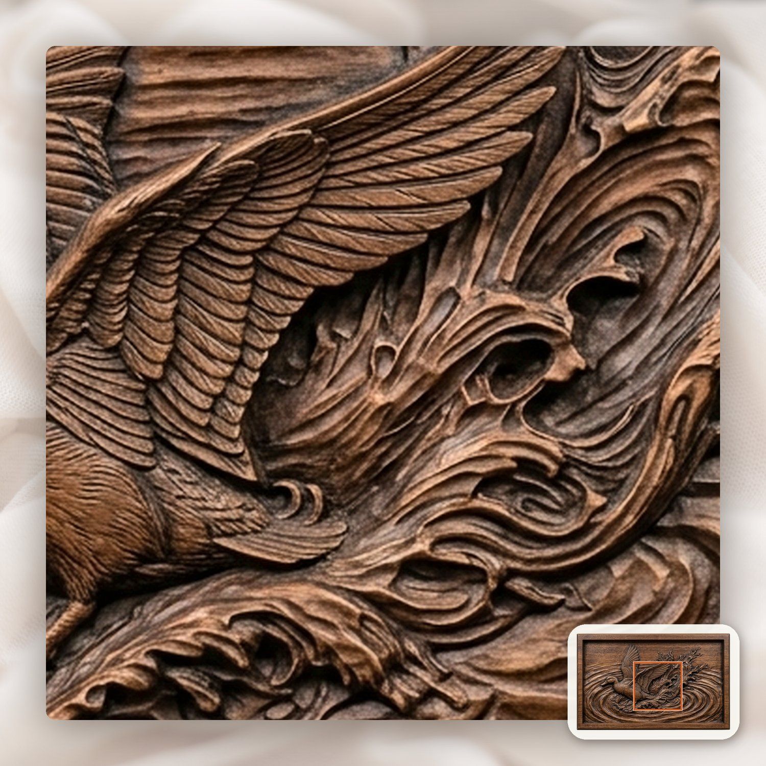 Mallard Duck landing Water CNC Relief STL bas-relief STL — view 11
