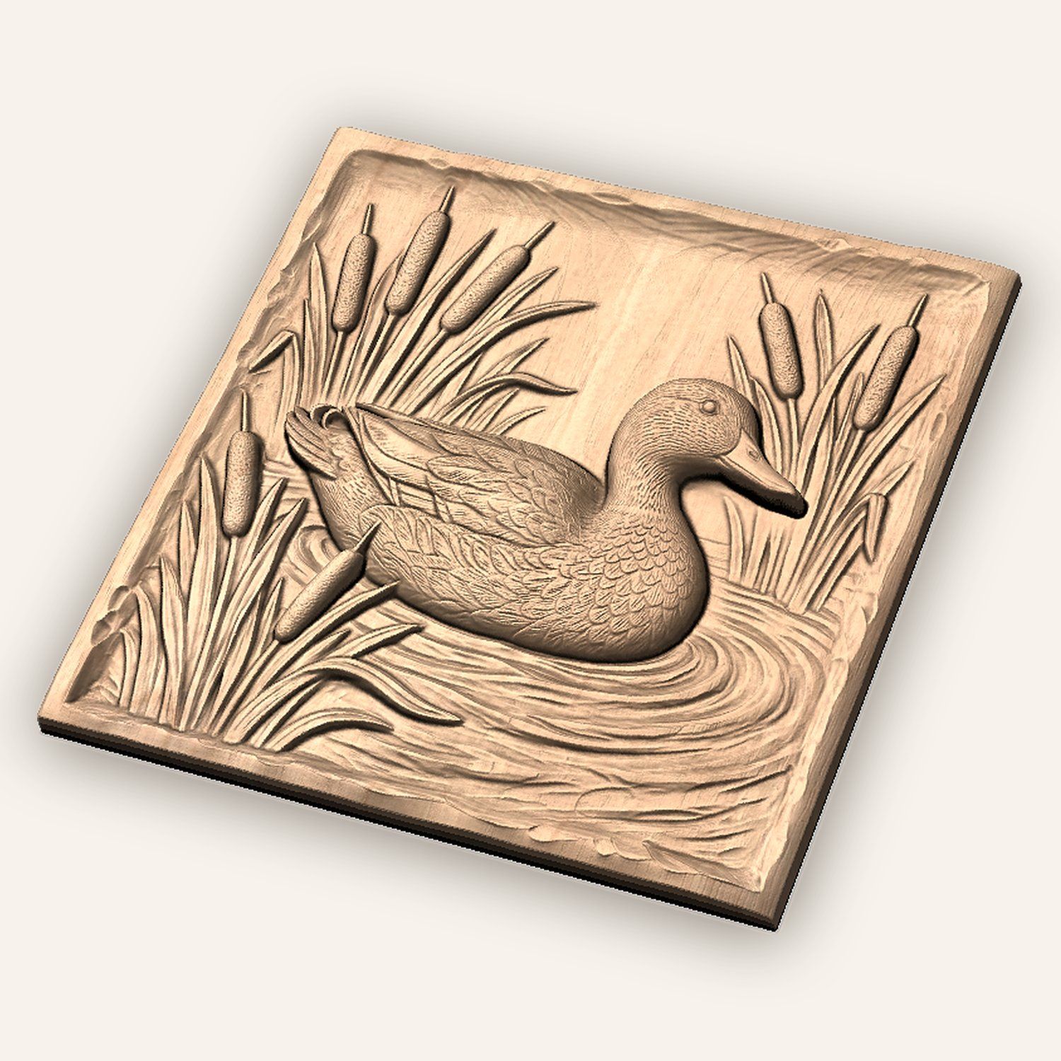 Mallard Duck in Reeds Nature Scene CNC Relief STL bas-relief STL — view 6