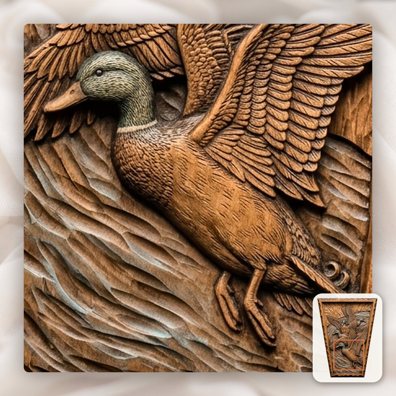 Mallard Duck Landing Arch Keystone CNC Relief STL bas-relief STL — view 11