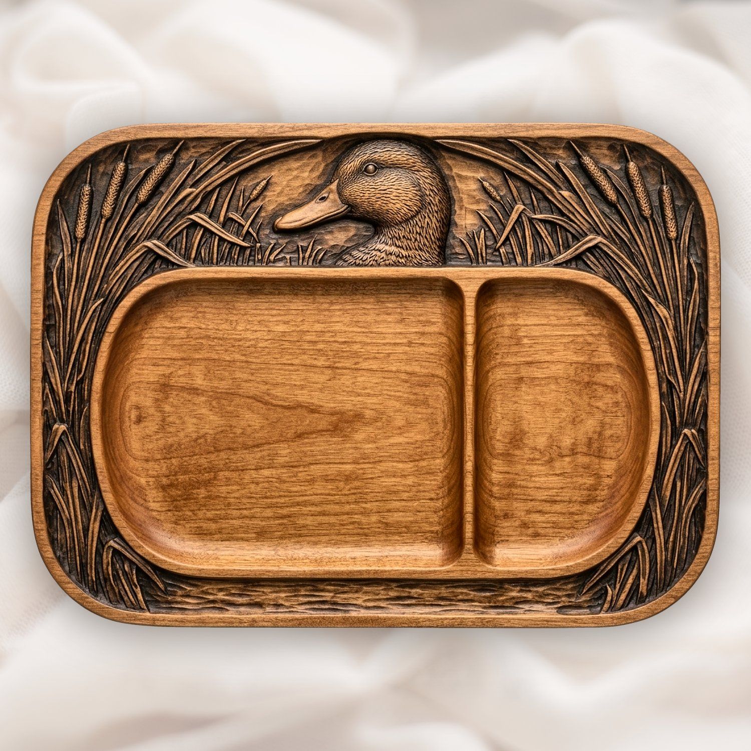 Mallard Duck Marsh Scene CNC Relief STL | Waterfowl Hunting Lodge Wall Art | Rustic Wildlife Wood Panel — carved bas relief STL file for CNC