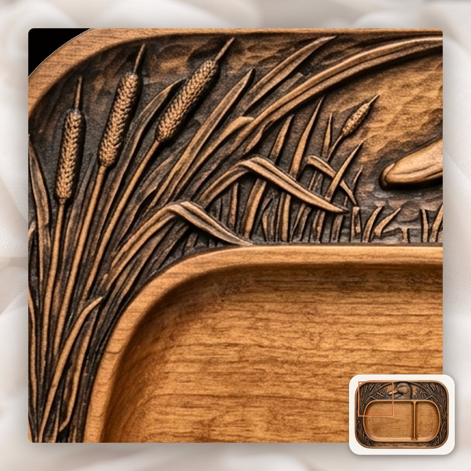 Valet Tray Mallard Duck Marsh Scene CNC Relief STL bas-relief STL — view 11