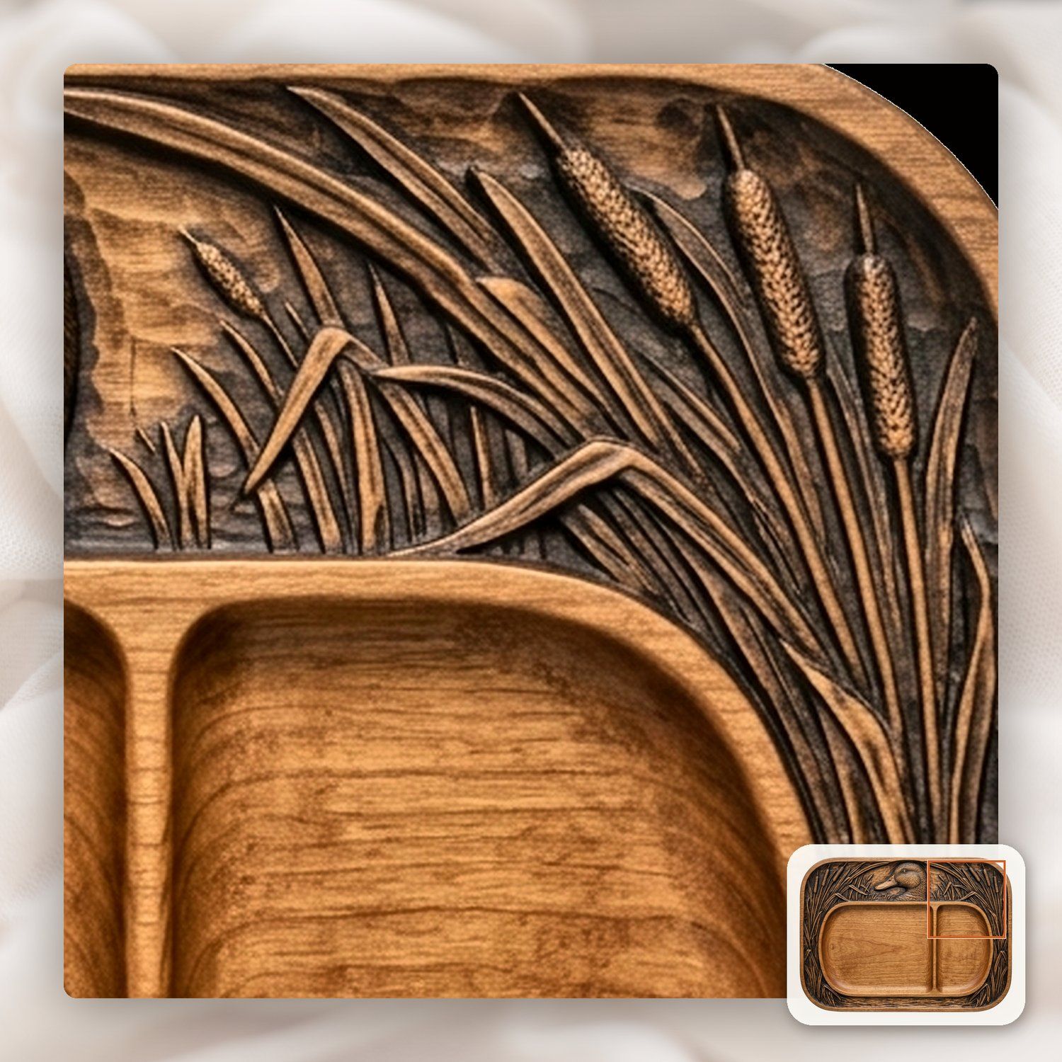 Valet Tray Mallard Duck Marsh Scene CNC Relief STL bas-relief STL — view 13
