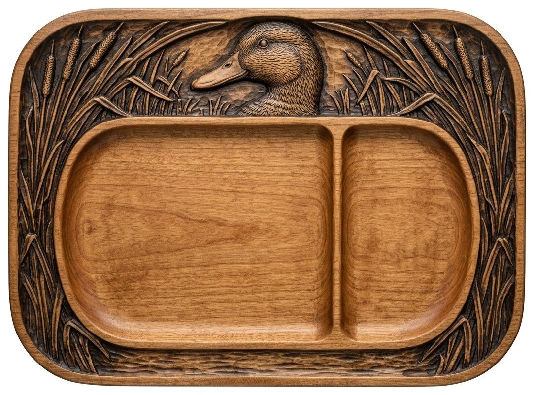 Valet Tray Mallard Duck Marsh Scene CNC Relief STL bas-relief STL — view 12