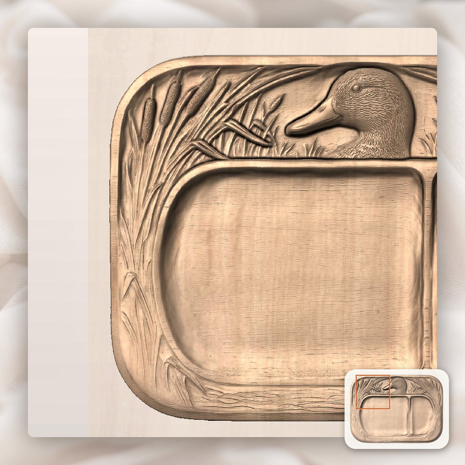 Valet Tray Mallard Duck Marsh Scene CNC Relief STL bas-relief STL — view 6