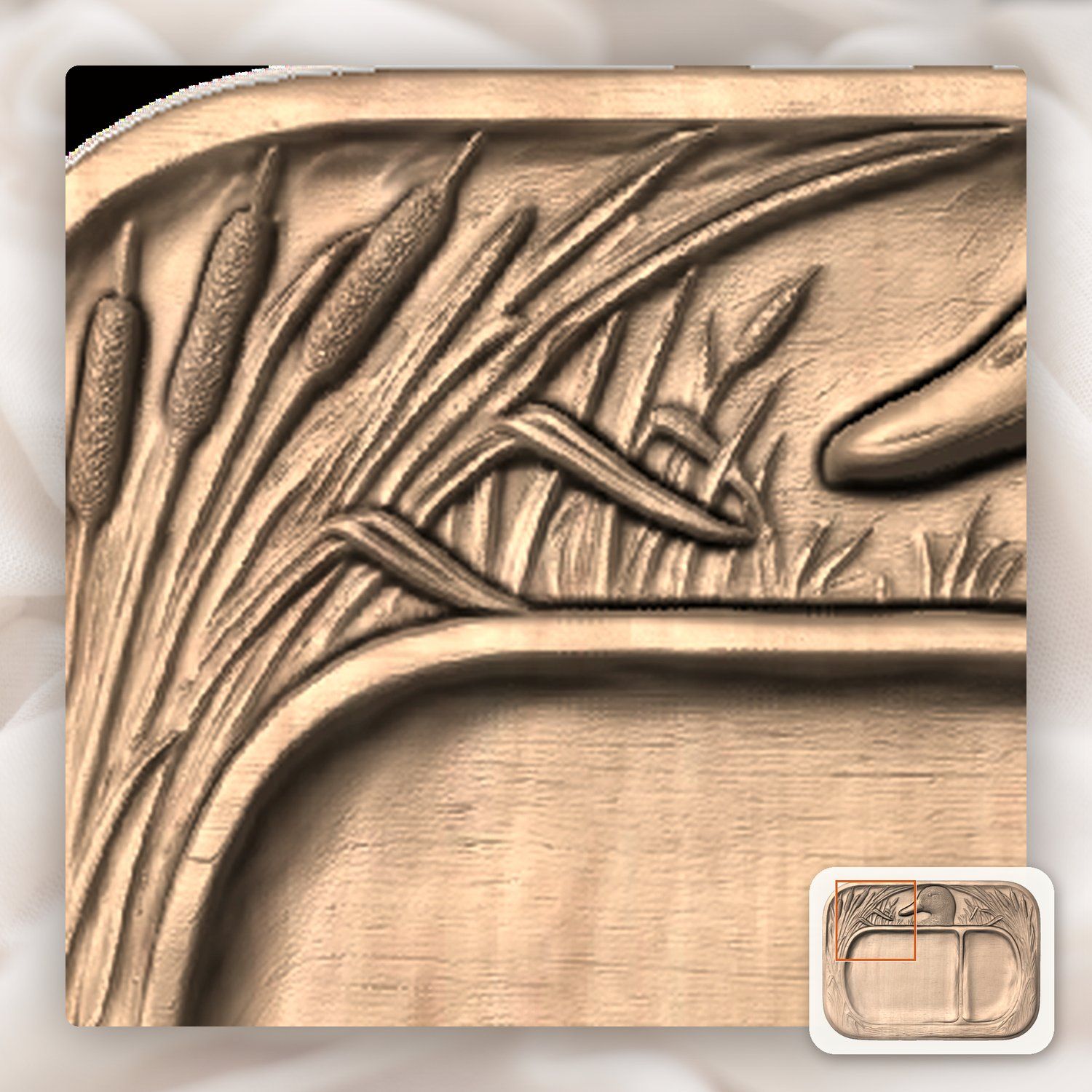 Valet Tray Mallard Duck Marsh Scene CNC Relief STL bas-relief STL — view 7