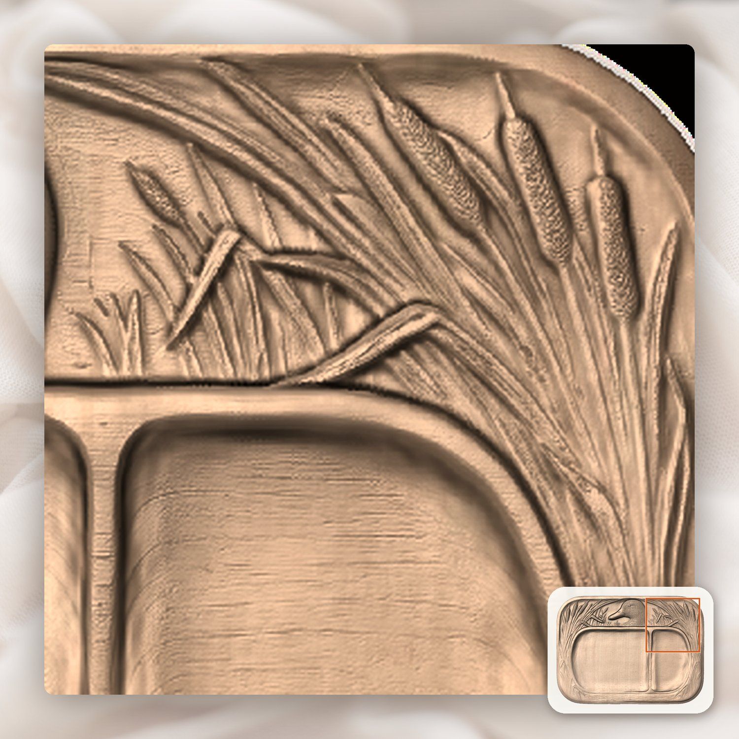 Valet Tray Mallard Duck Marsh Scene CNC Relief STL bas-relief STL — view 8