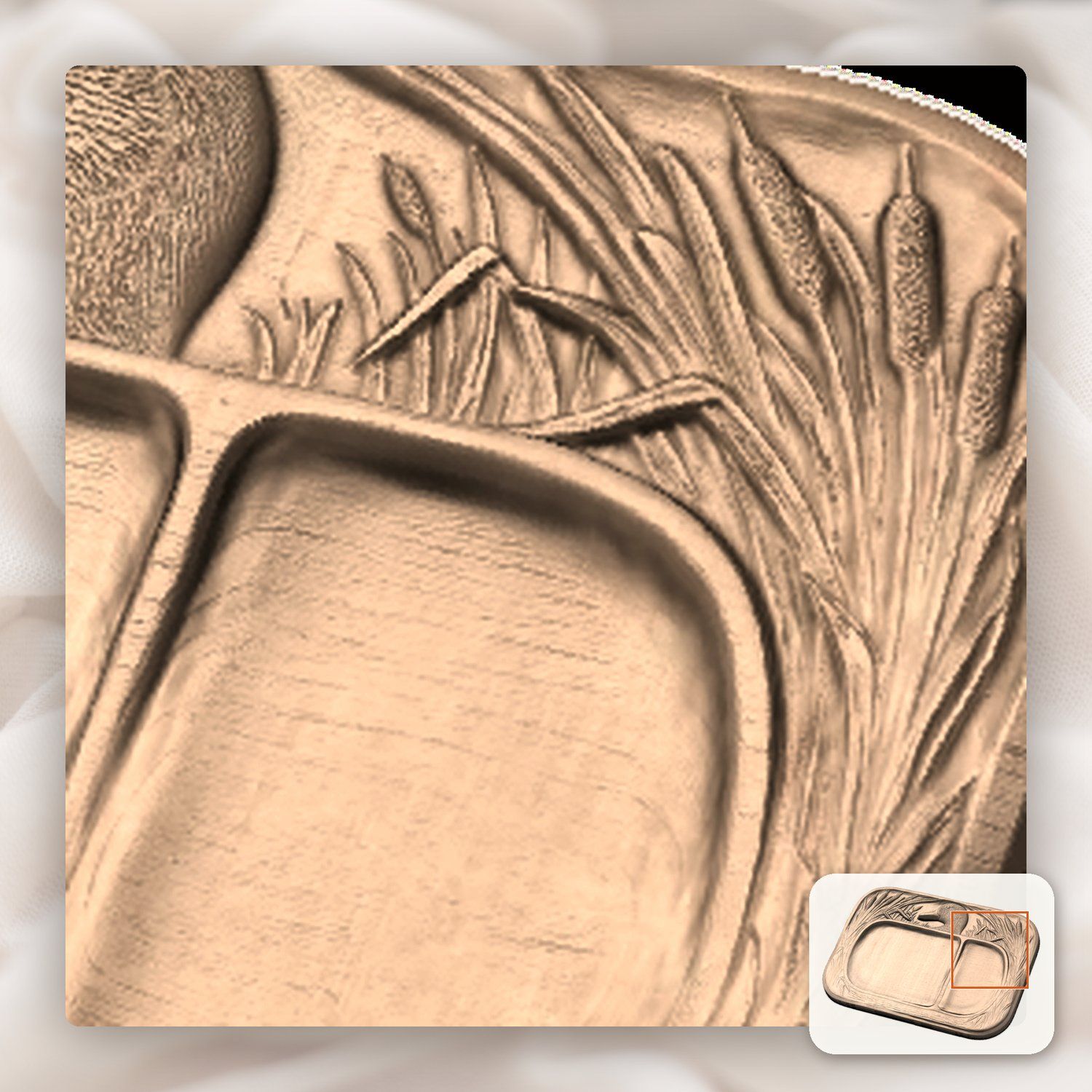 Valet Tray Mallard Duck Marsh Scene CNC Relief STL bas-relief STL — view 9