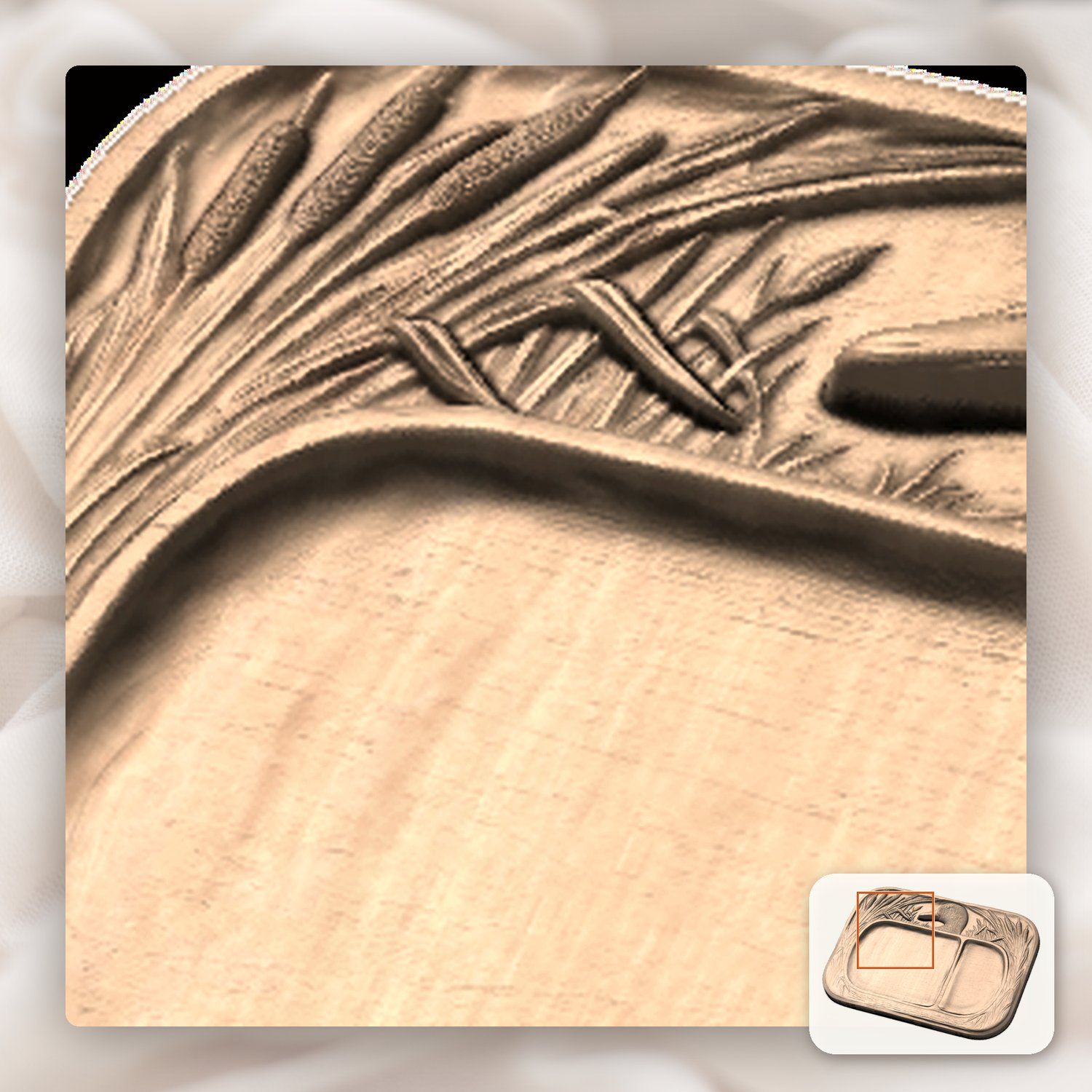 Valet Tray Mallard Duck Marsh Scene CNC Relief STL bas-relief STL — view 10
