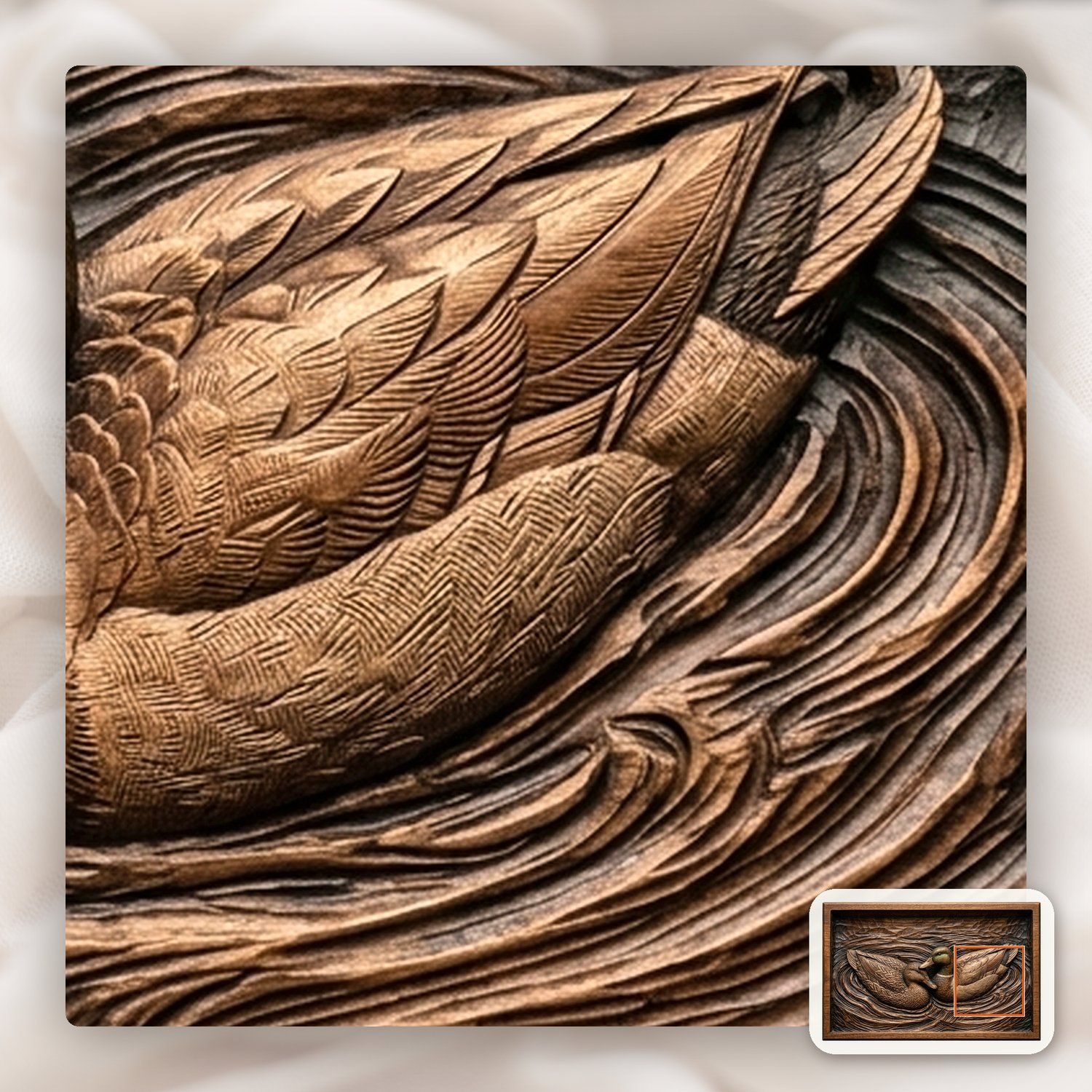 Mallard Duck Pair Swimming Ripple Scene CNC Relief STL bas-relief STL — view 12