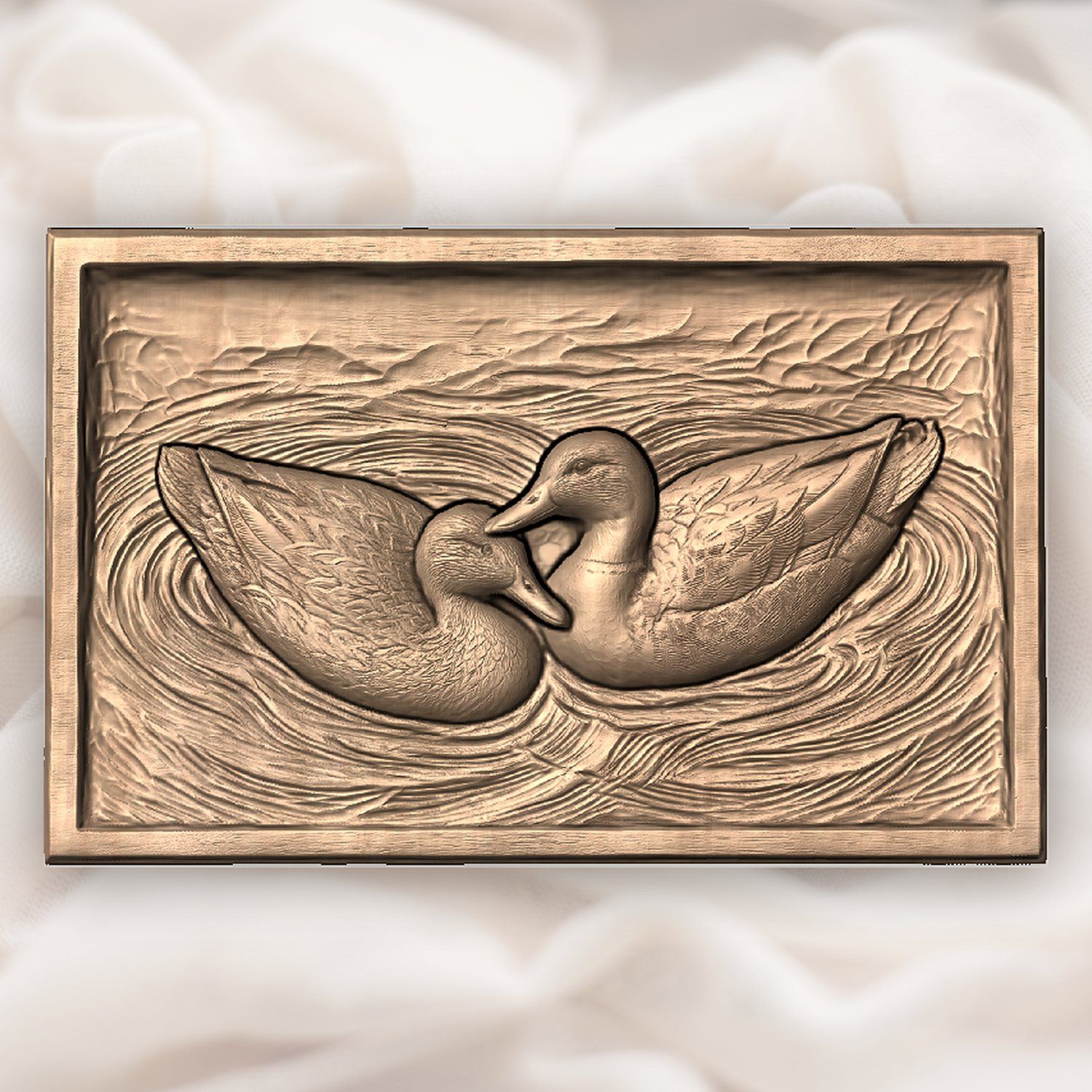 Mallard Duck Pair Swimming Ripple Scene CNC Relief STL bas-relief STL — view 5