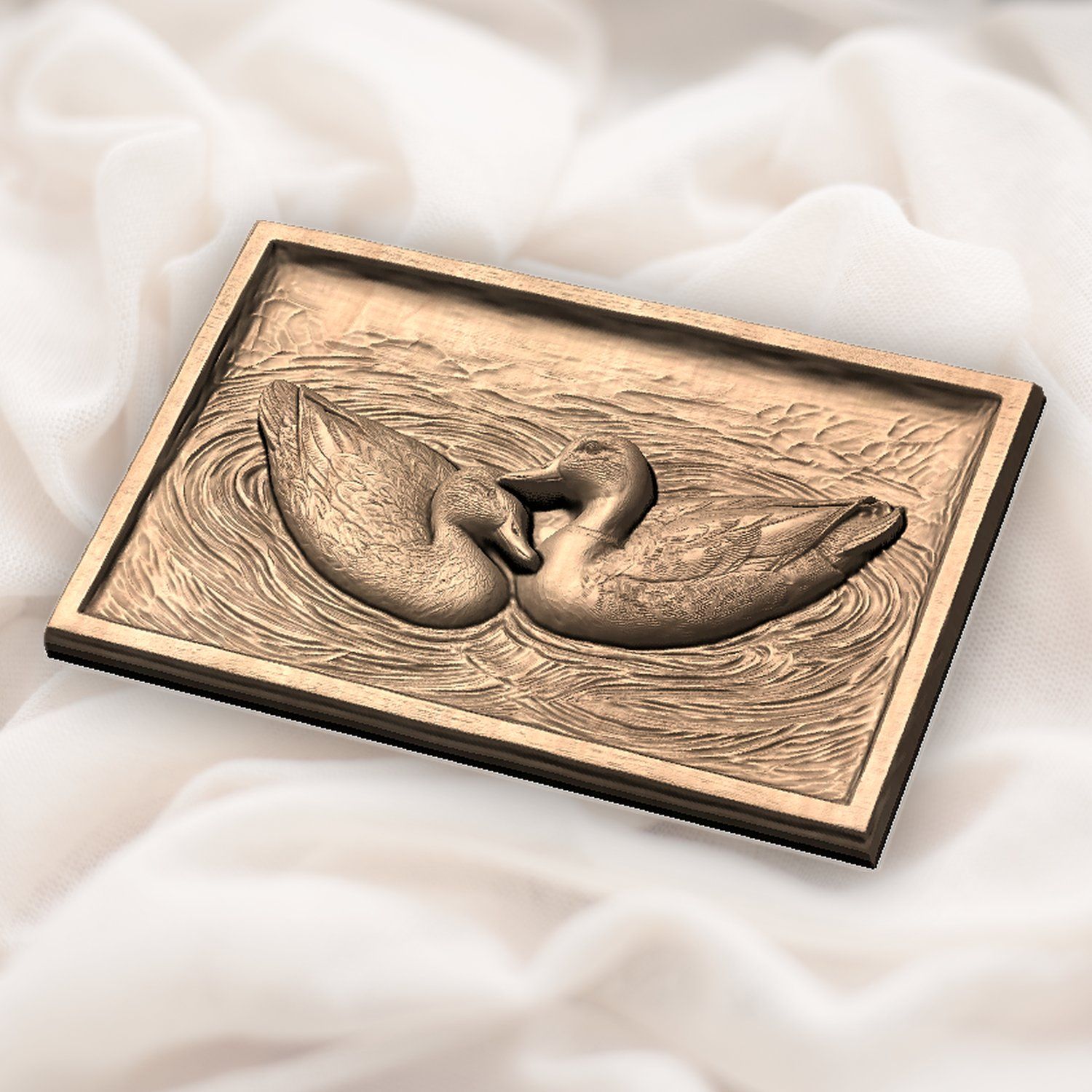 Mallard Duck Pair Swimming Ripple Scene CNC Relief STL bas-relief STL — view 6