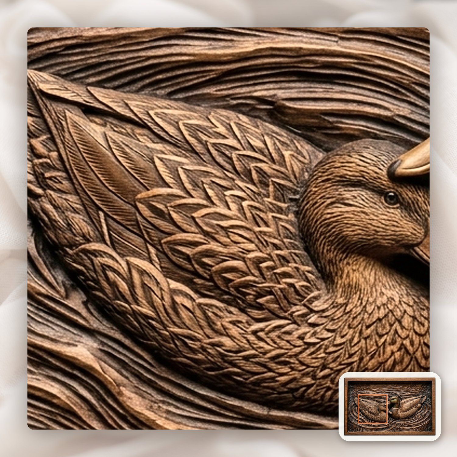 Mallard Duck Pair Swimming Ripple Scene CNC Relief STL bas-relief STL — view 11