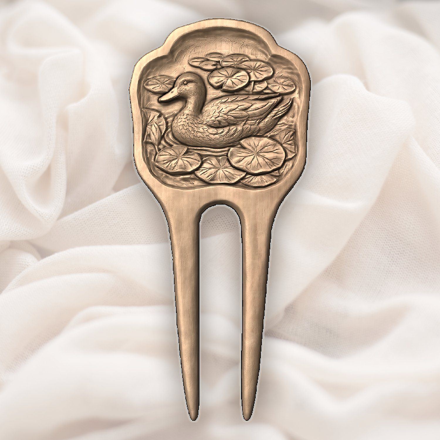 Mallard Duck Pond Lotus Scene Hair Fork CNC Relief STL bas-relief STL — view 5