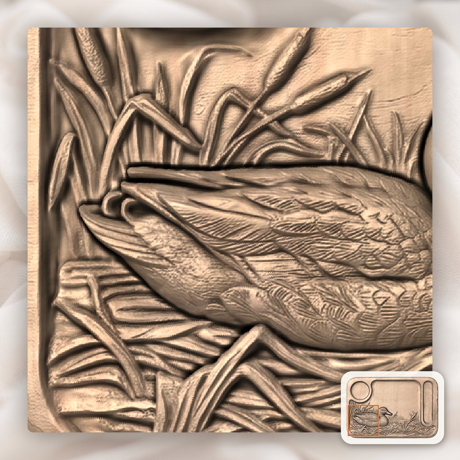 Mallard Duck Sofa Arm Tray Top CNC Relief STL bas-relief STL — view 9