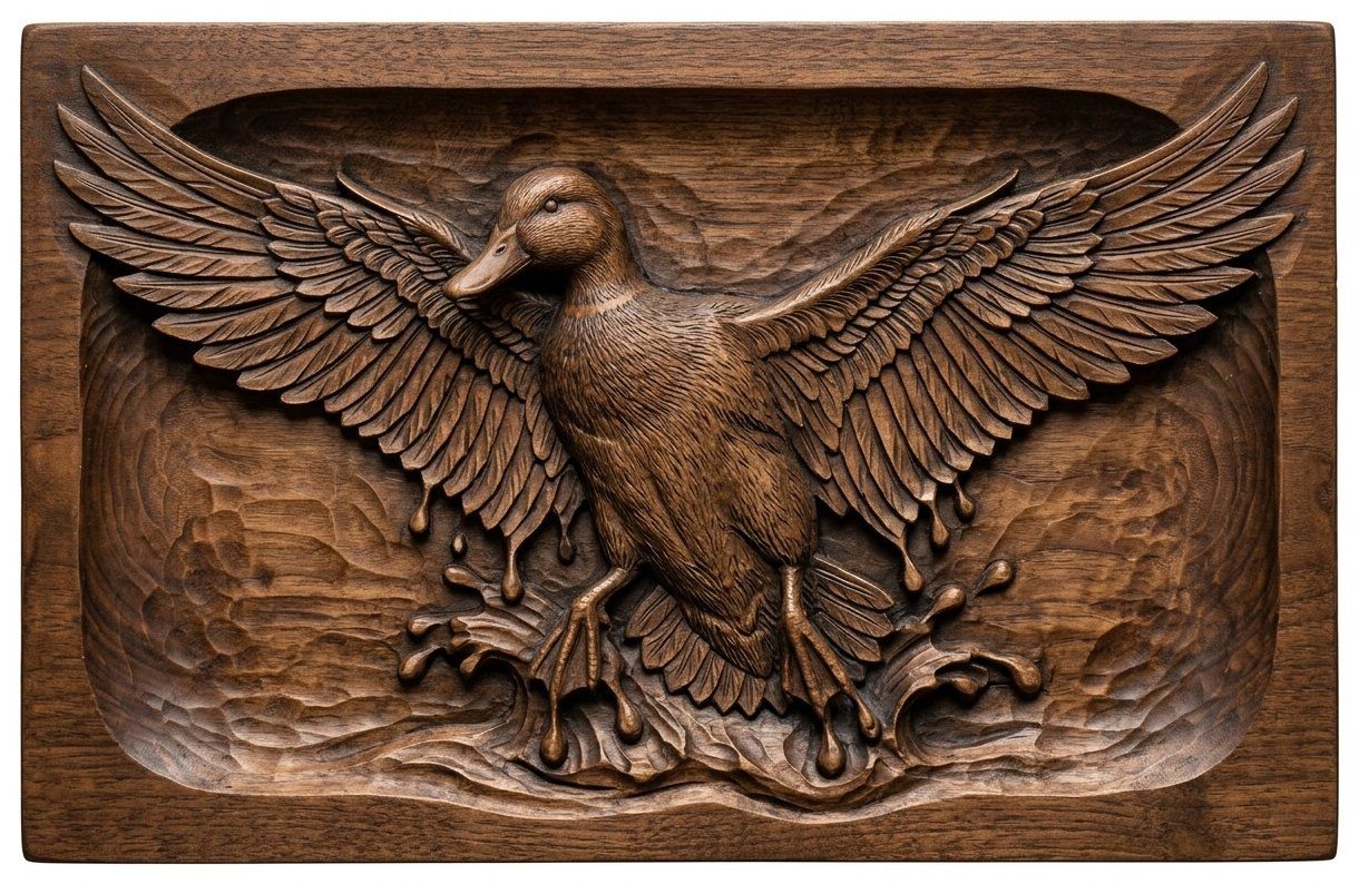 Mallard Duck Taking Flight CNC Relief STL bas-relief STL — view 4