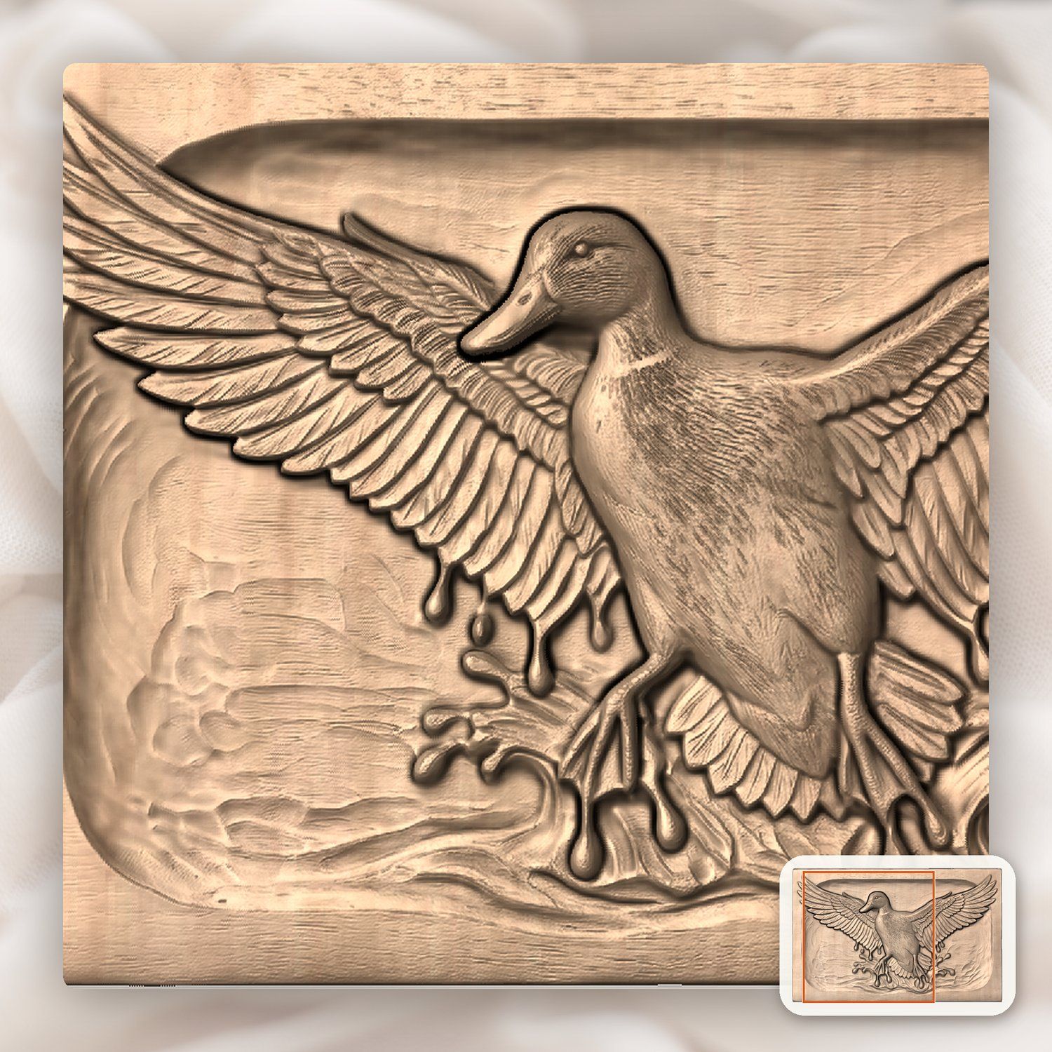 Mallard Duck Taking Flight CNC Relief STL bas-relief STL — view 7