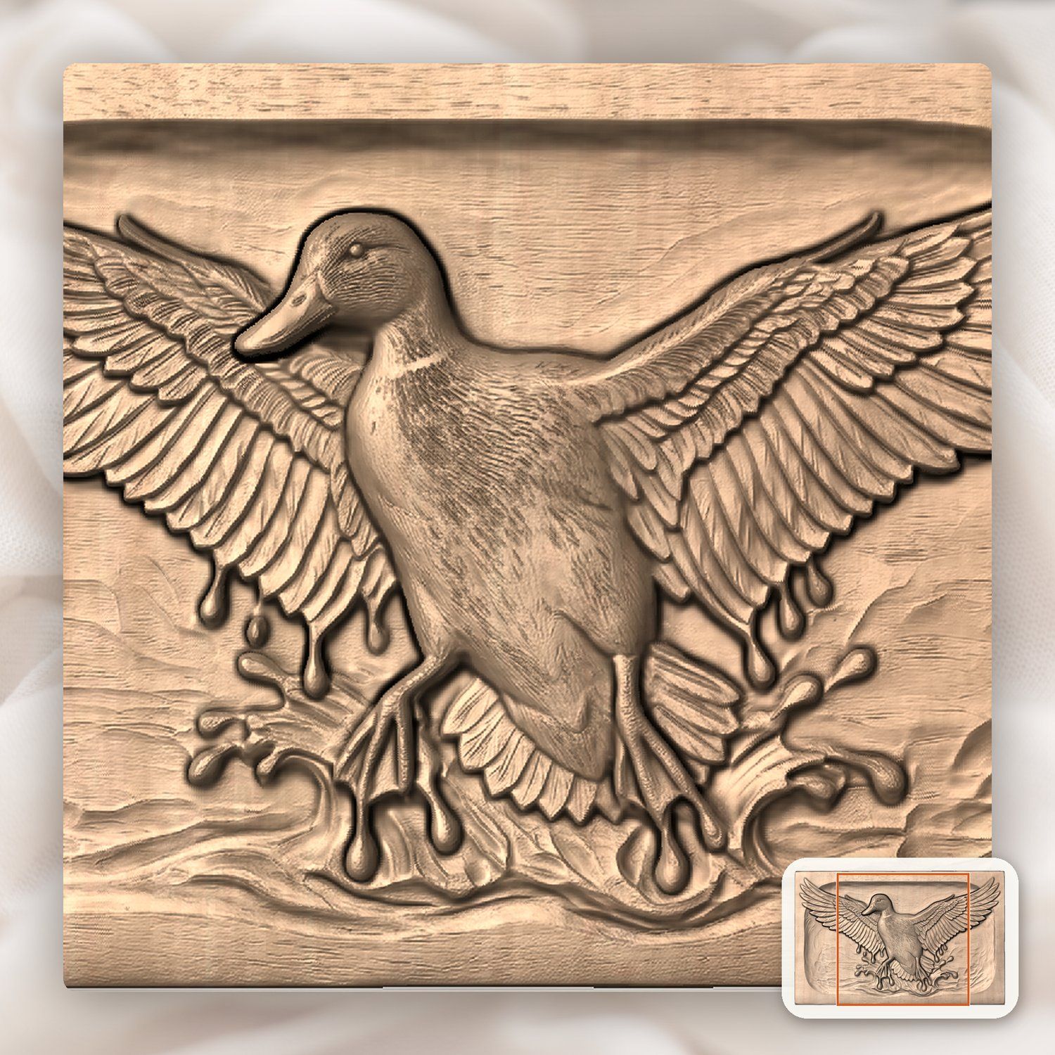 Mallard Duck Taking Flight CNC Relief STL bas-relief STL — view 8