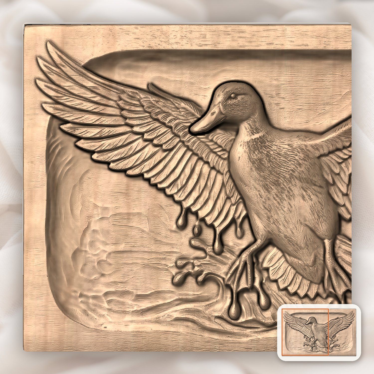 Mallard Duck Taking Flight CNC Relief STL bas-relief STL — view 9