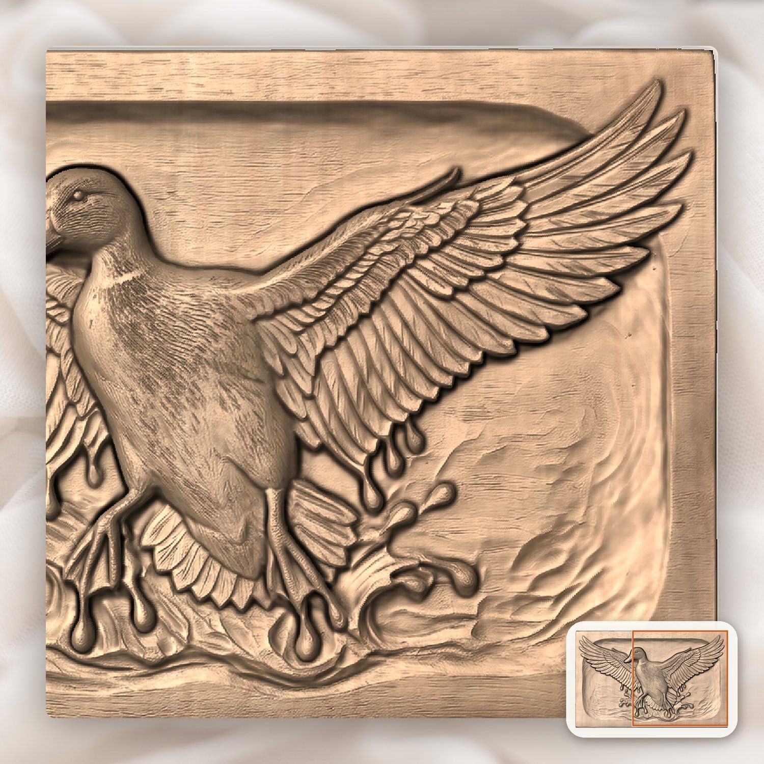 Mallard Duck Taking Flight CNC Relief STL bas-relief STL — view 10