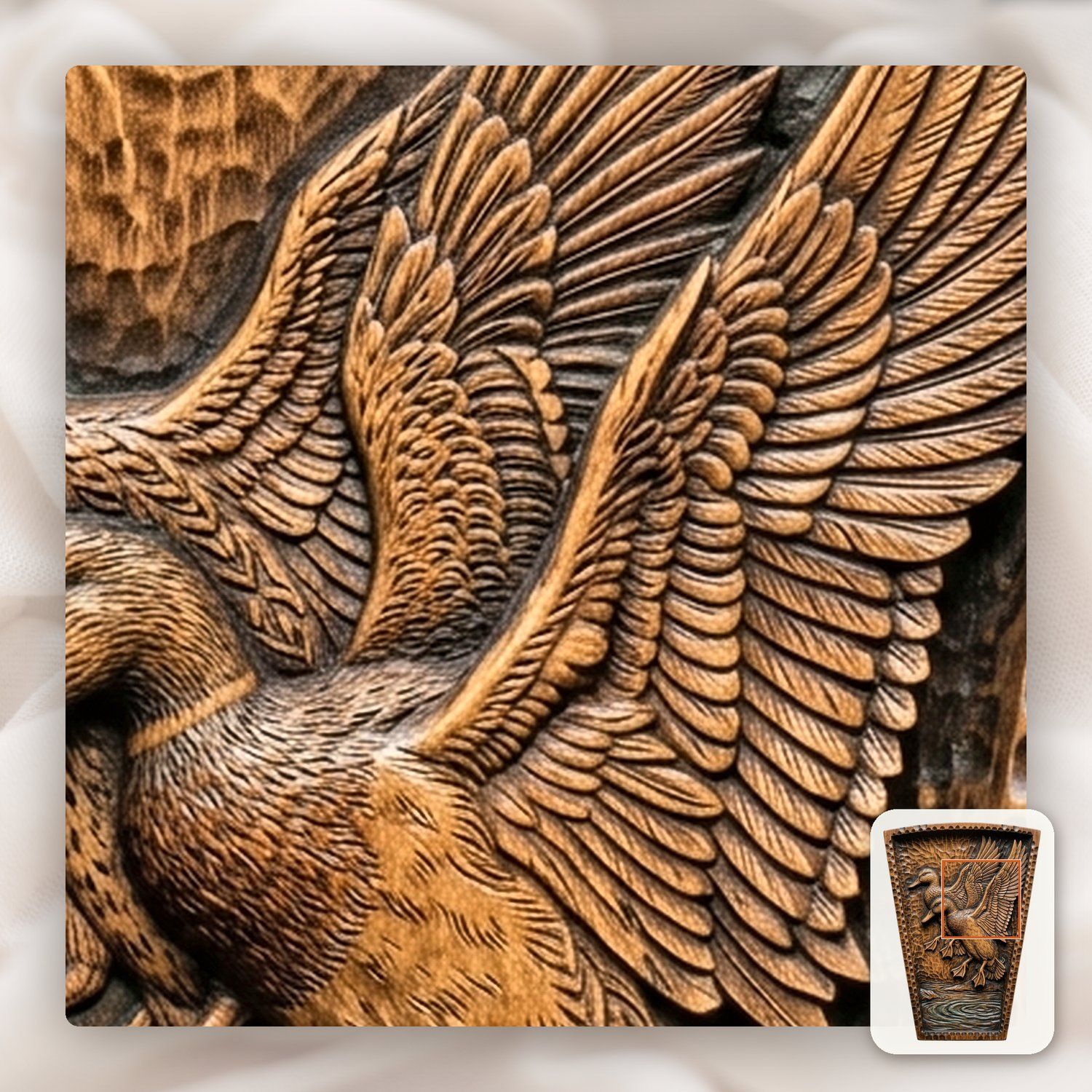 Mallard Duck Waterfowl Arch Keystone CNC Relief STL bas-relief STL — view 10