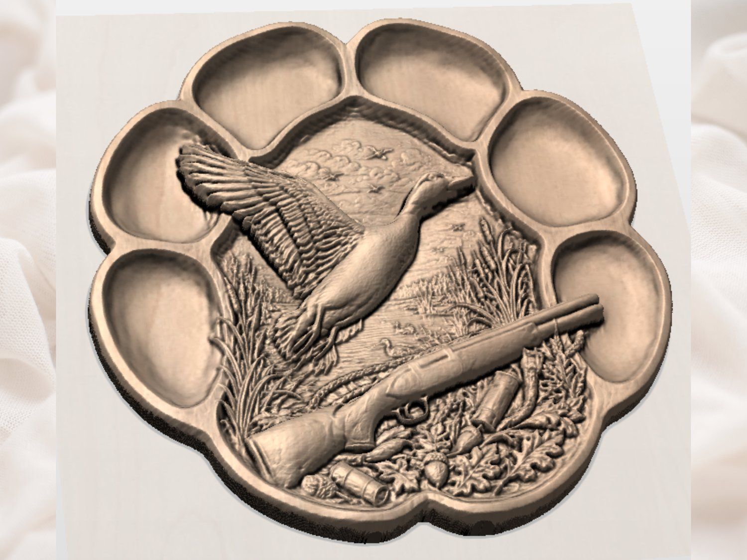 Mallard Duck Waterfowl Hunting Scene Paw Print CNC Relief STL bas-relief STL — view 4