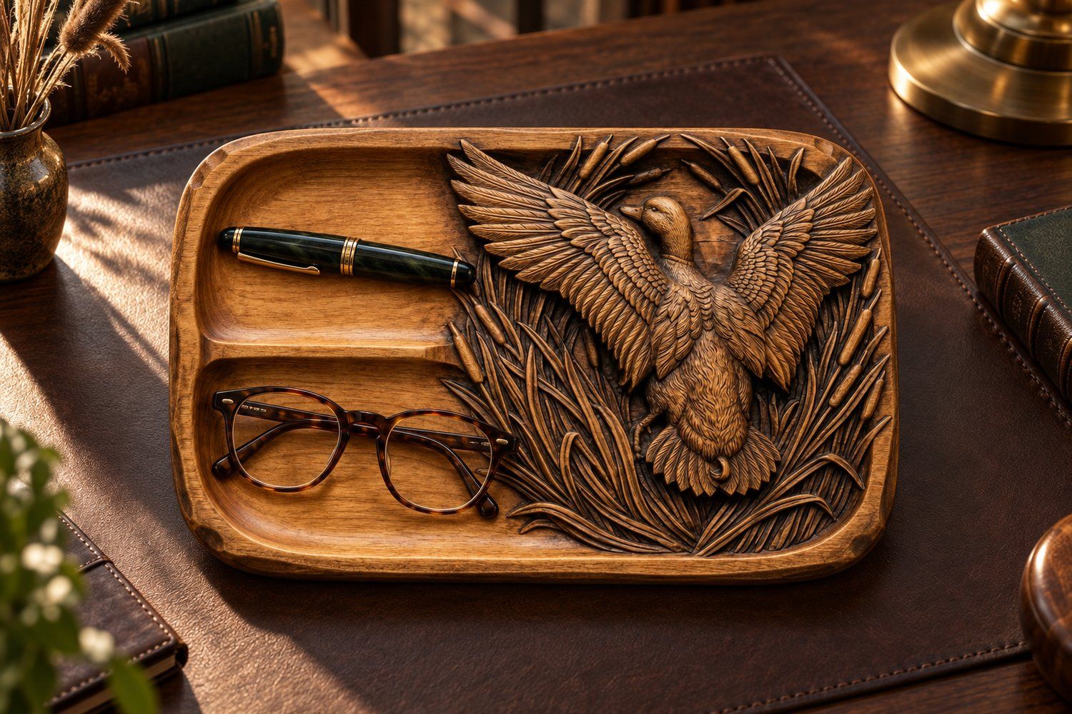 Valet Tray Mallard Duck Wildlife Scene CNC Relief STL bas-relief STL — view 15