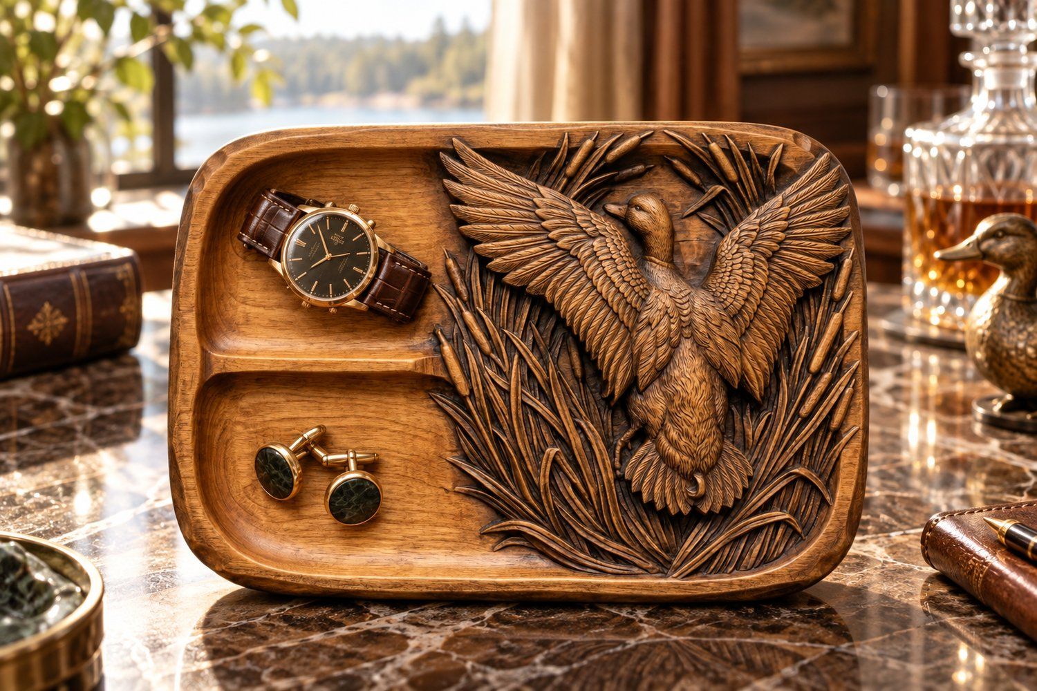 Valet Tray Mallard Duck Wildlife Scene CNC Relief STL bas-relief STL — view 16