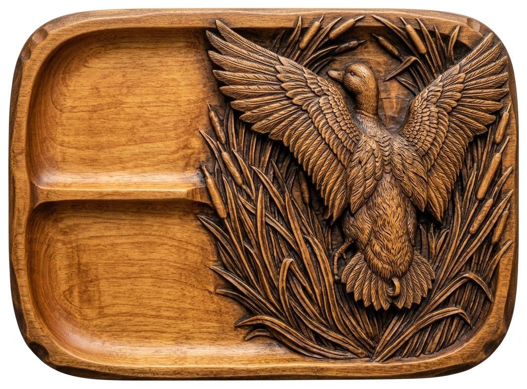 Valet Tray Mallard Duck Wildlife Scene CNC Relief STL bas-relief STL — view 4