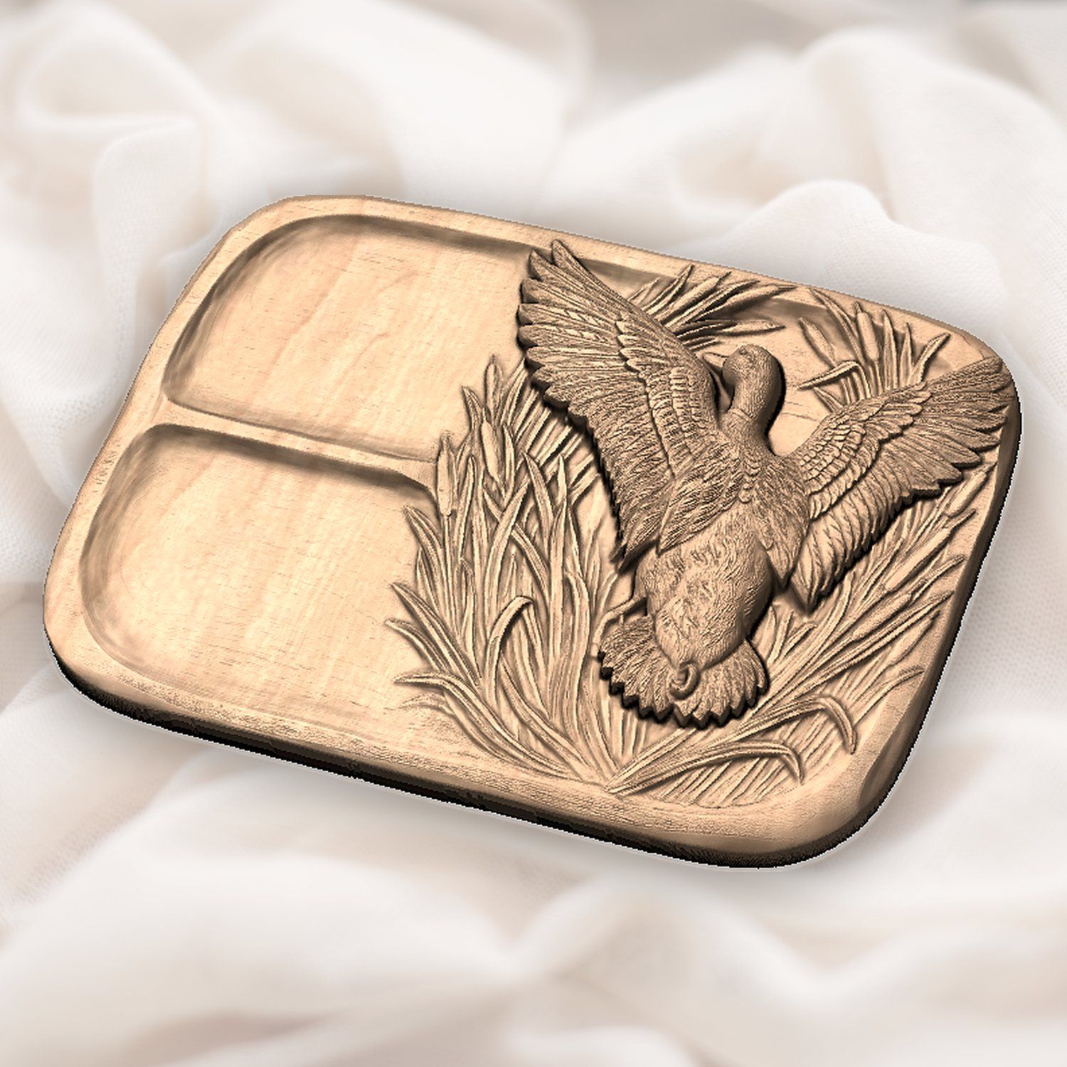 Valet Tray Mallard Duck Wildlife Scene CNC Relief STL bas-relief STL — view 6