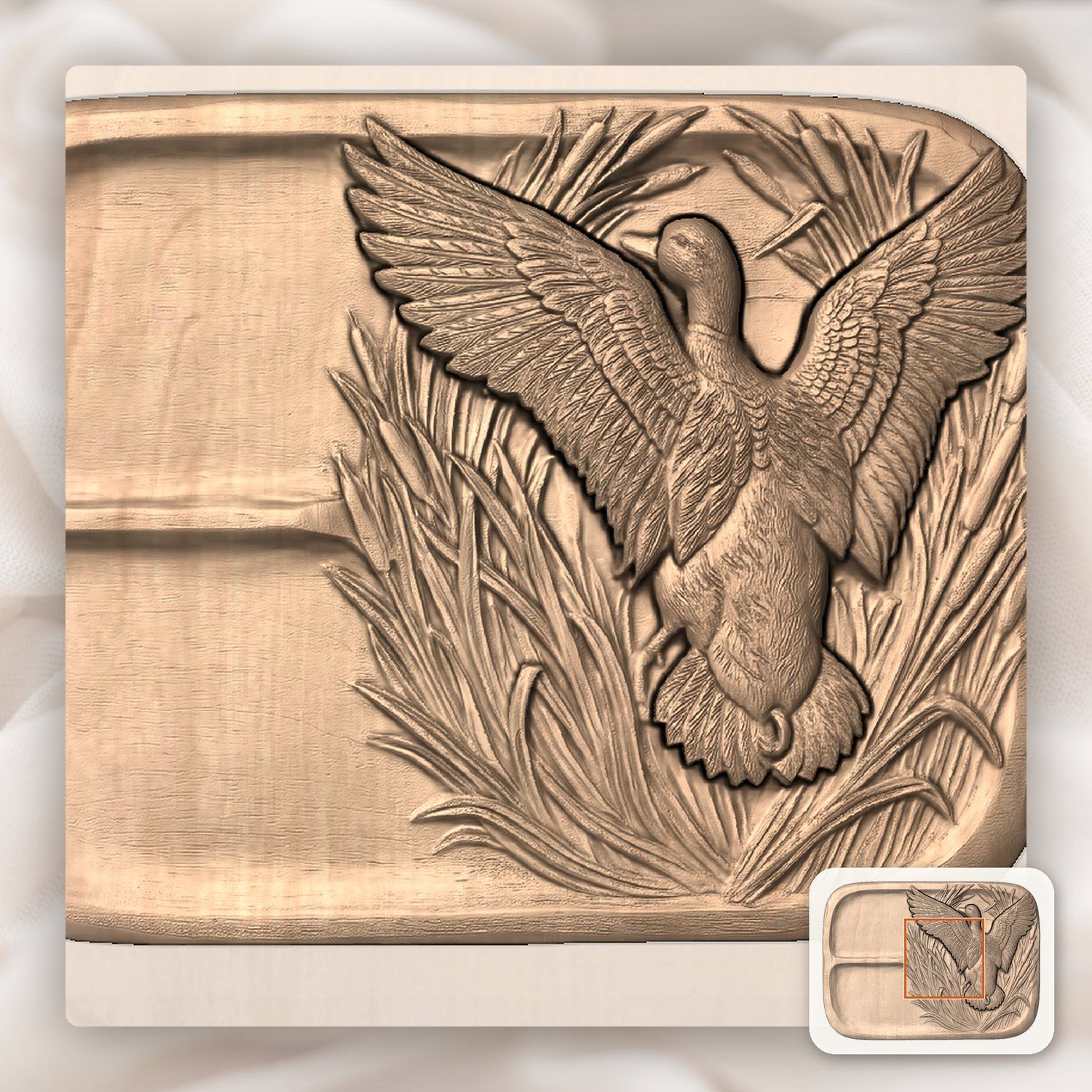 Valet Tray Mallard Duck Wildlife Scene CNC Relief STL bas-relief STL — view 7