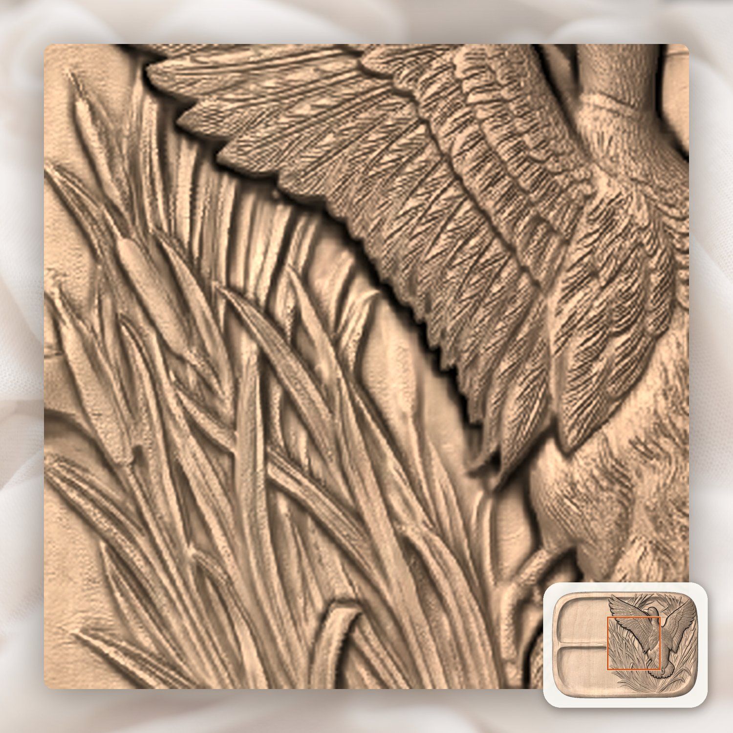 Valet Tray Mallard Duck Wildlife Scene CNC Relief STL bas-relief STL — view 8