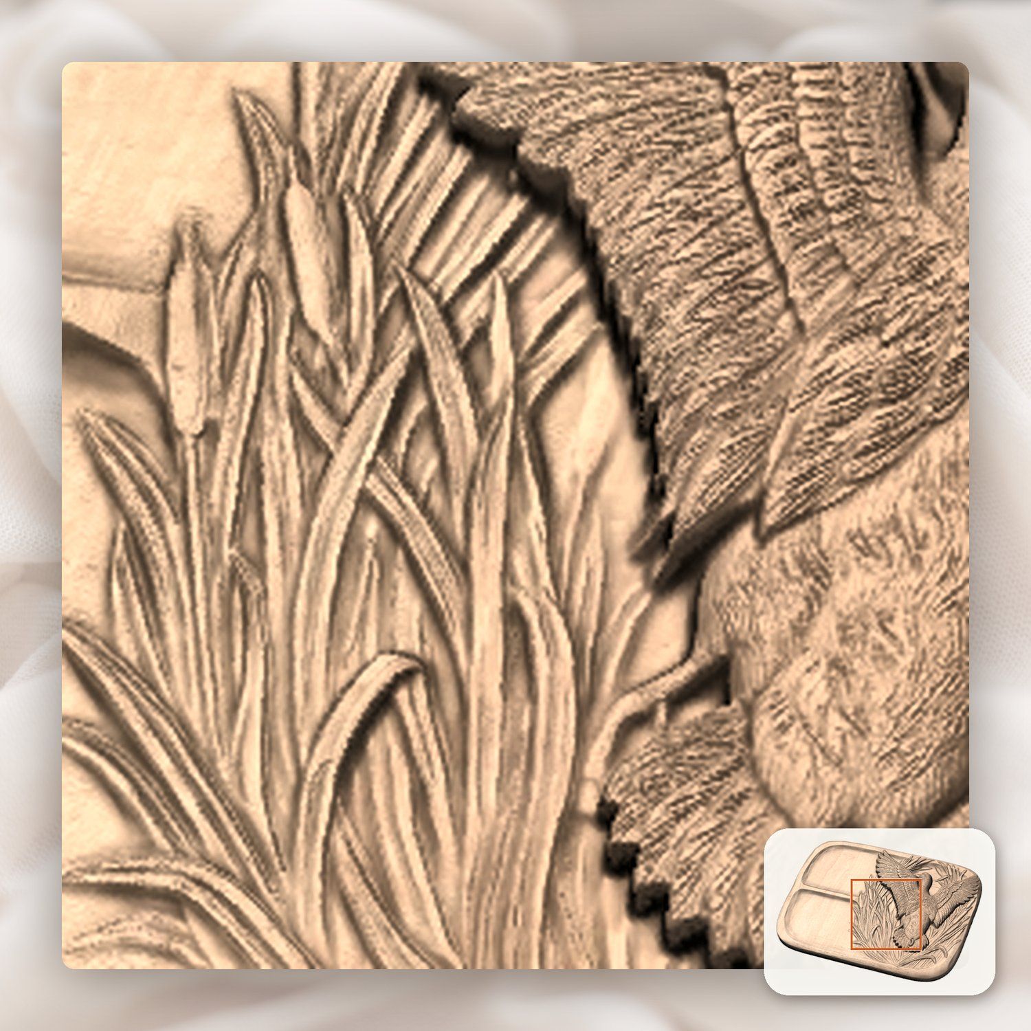 Valet Tray Mallard Duck Wildlife Scene CNC Relief STL bas-relief STL — view 10